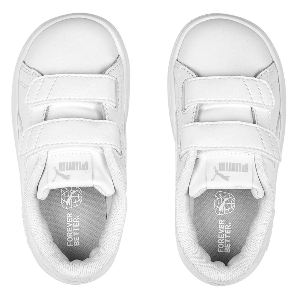 PUMA KID'S SMASH 3.0 TRIPLE WHITE SNEAKER SHOES - Image 3