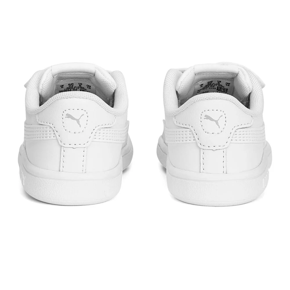 PUMA KID'S SMASH 3.0 TRIPLE WHITE SNEAKER SHOES - Image 4