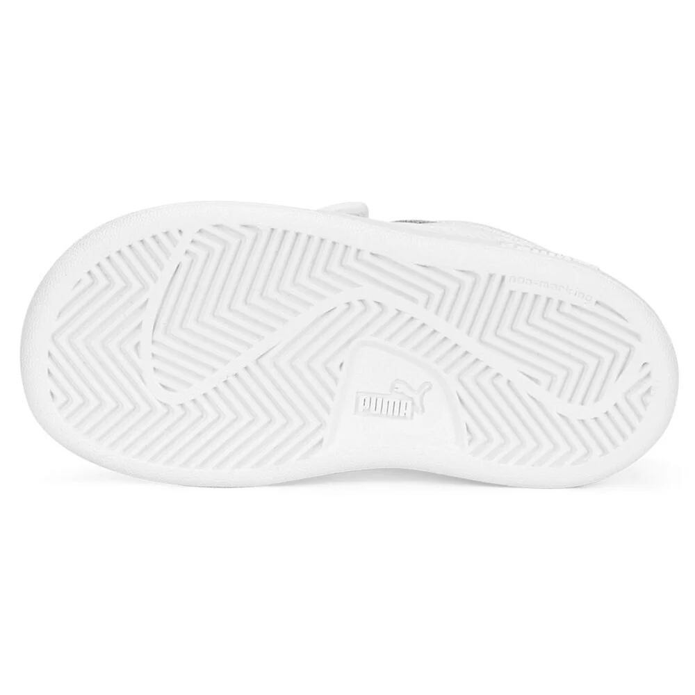 PUMA KID'S SMASH 3.0 TRIPLE WHITE SNEAKER SHOES - Image 5
