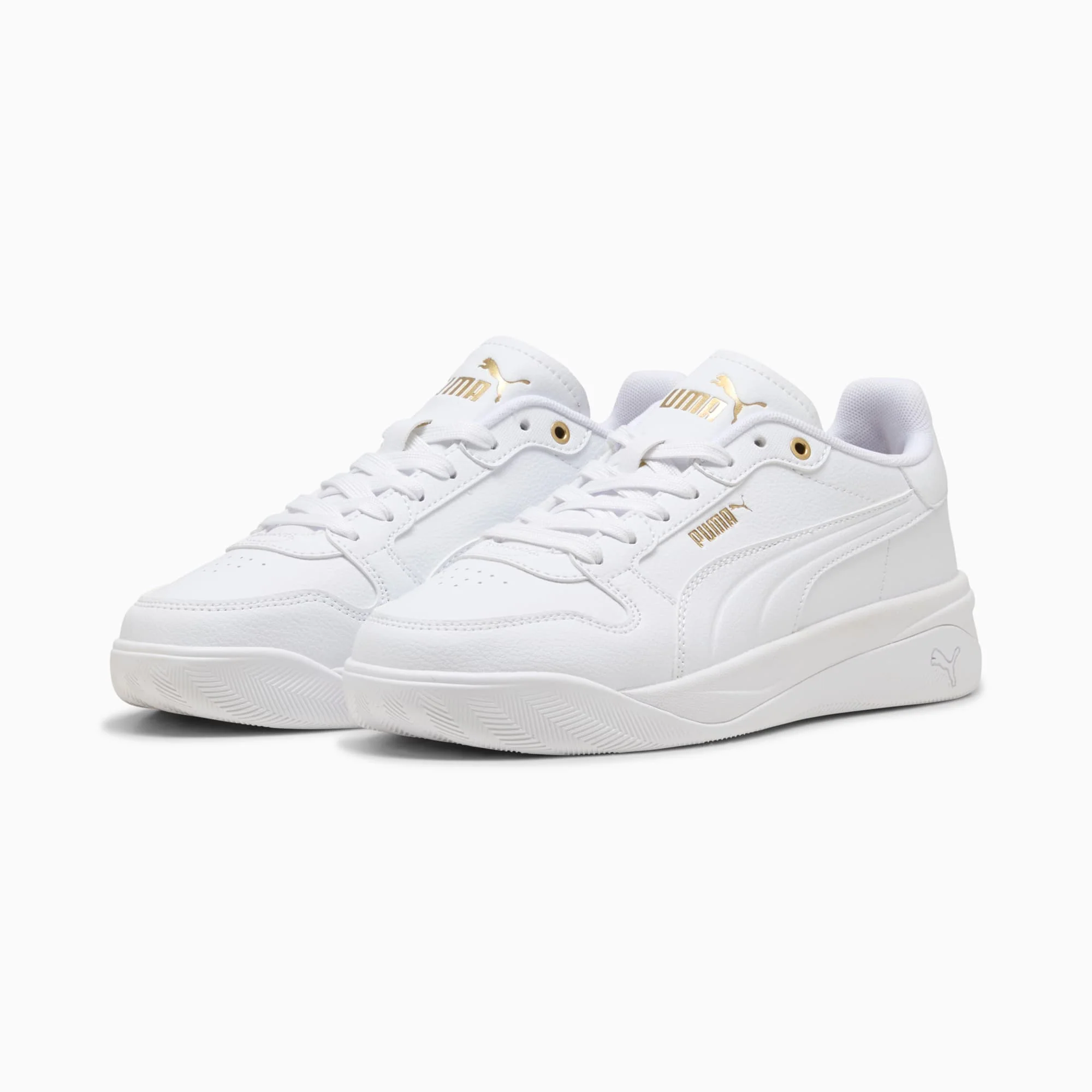 PUMA WOMEN'S COURT BAE WHITE/GOLD SNEAKER SHOES - Image 3
