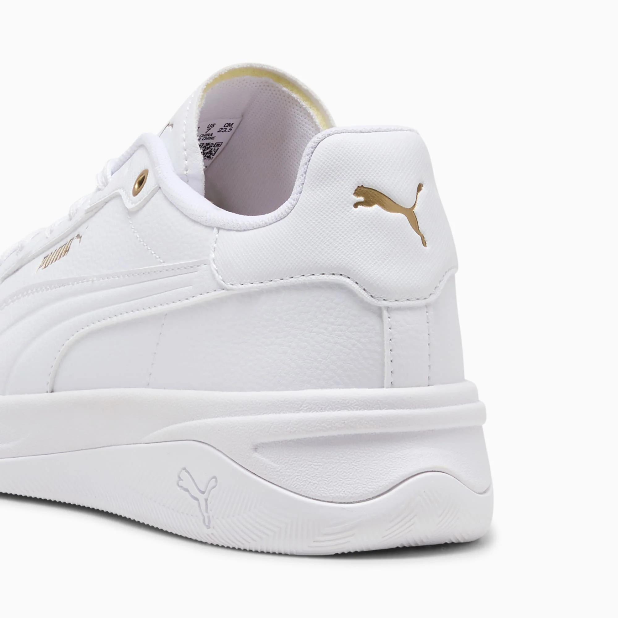 PUMA WOMEN'S COURT BAE WHITE/GOLD SNEAKER SHOES - Image 4
