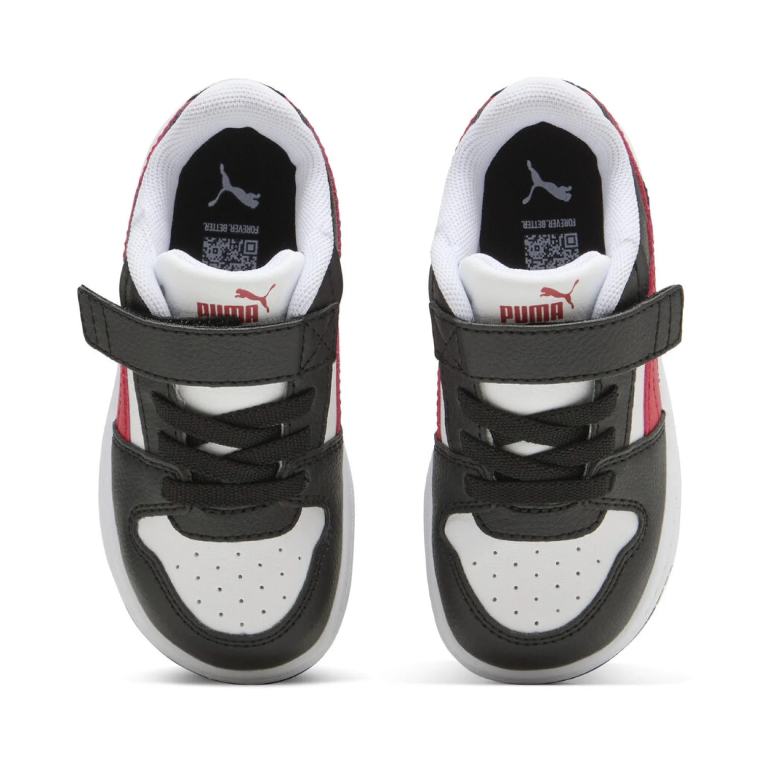 PUMA KID'S REBOUND SLAM LO BLACK/RED/WHITE SNEAKER SHOES - Image 3