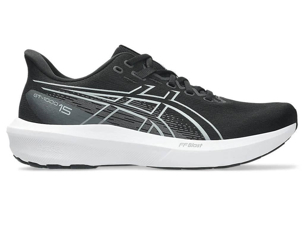 ASICS MEN'S GT 1000 15 BLACK/WHITE RUNNING SHOES