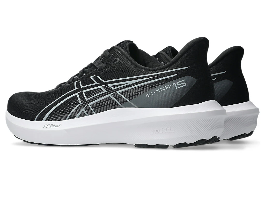 ASICS MEN'S GT 1000 15 BLACK/WHITE RUNNING SHOES - Image 4
