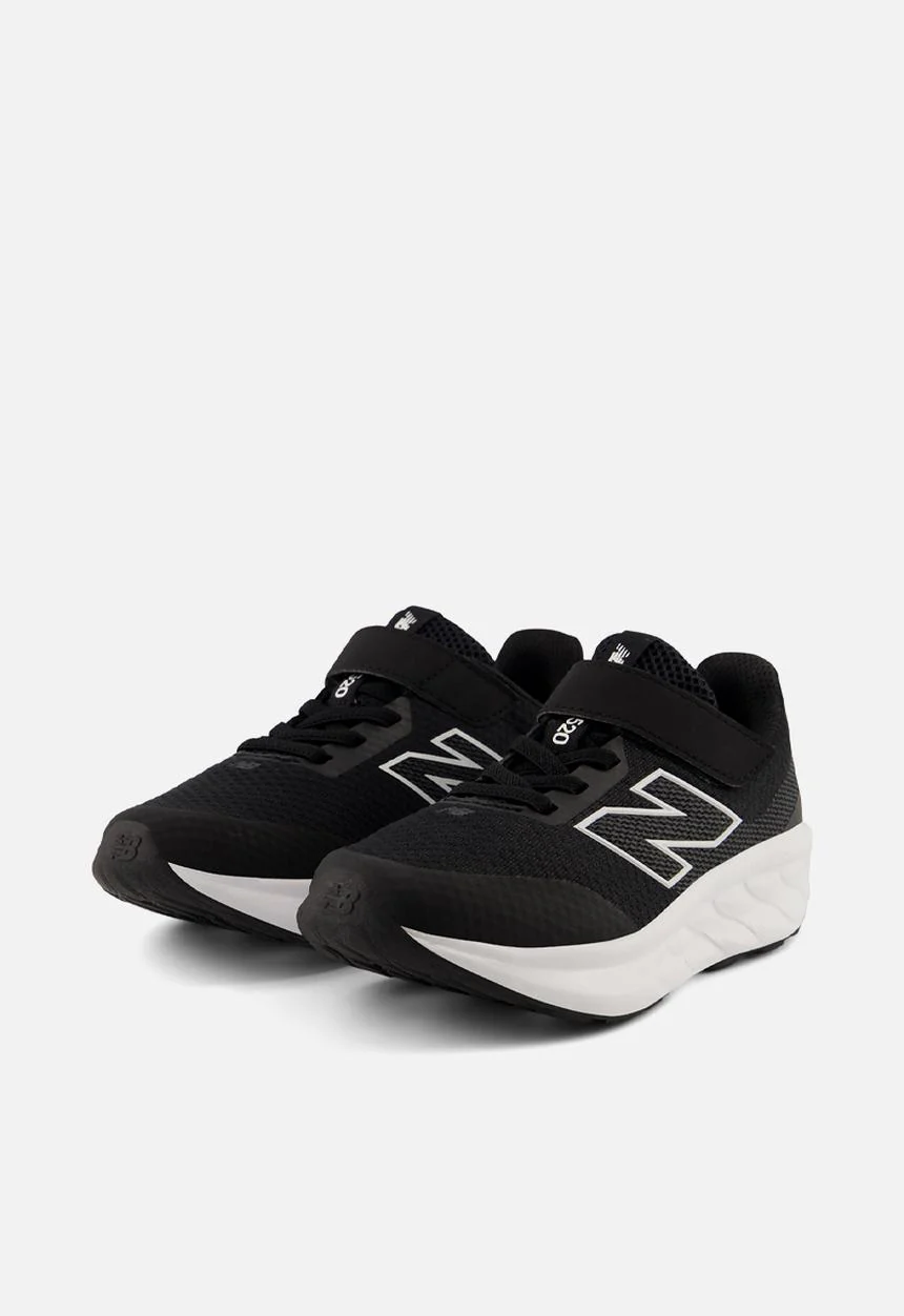 NEW BALANCE KID'S HOOK N' LOOP 520 BLACK/WHITE RUNNING SHOES - Image 5