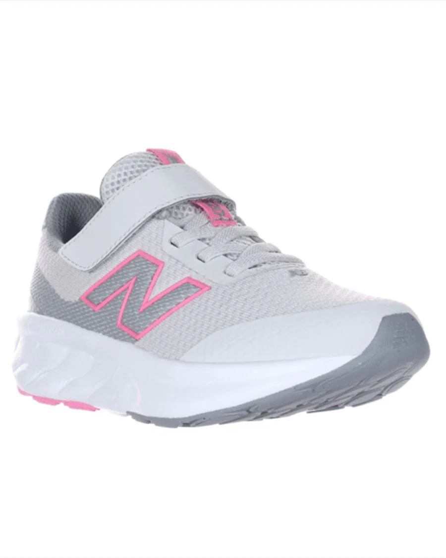 NEW BALANCE KID'S HOOK N' LOOP 520 GREY/PINK RUNNING SHOES - Image 2