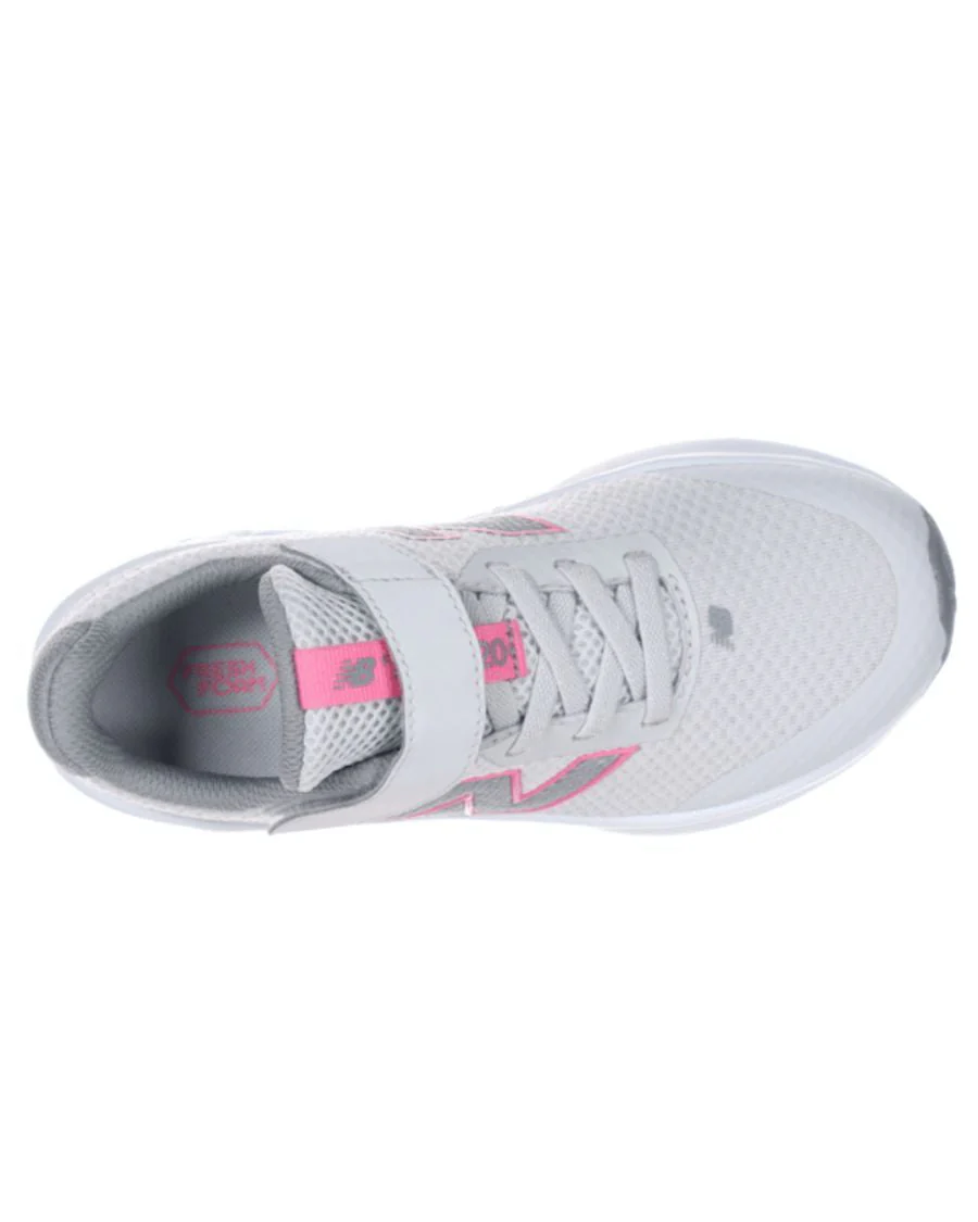 NEW BALANCE KID'S HOOK N' LOOP 520 GREY/PINK RUNNING SHOES - Image 3