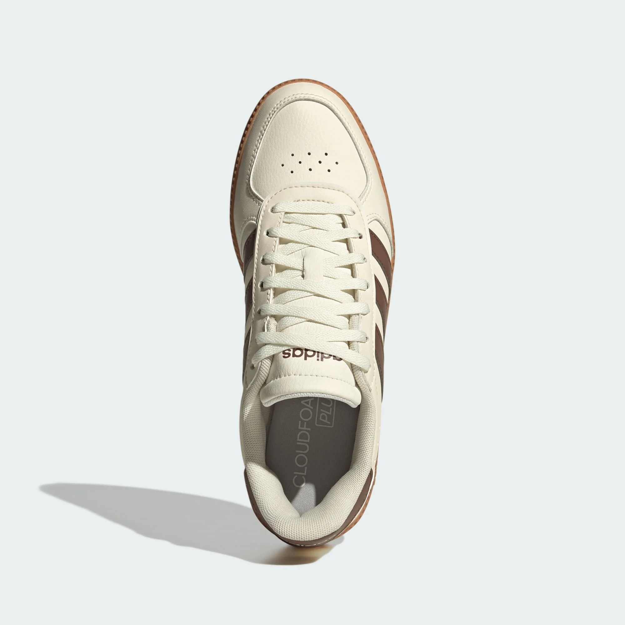 ADIDAS WOMEN'S BREAKNET SLEEK CREAM WHITE/BROWN SNEAKER SHOES - Image 3