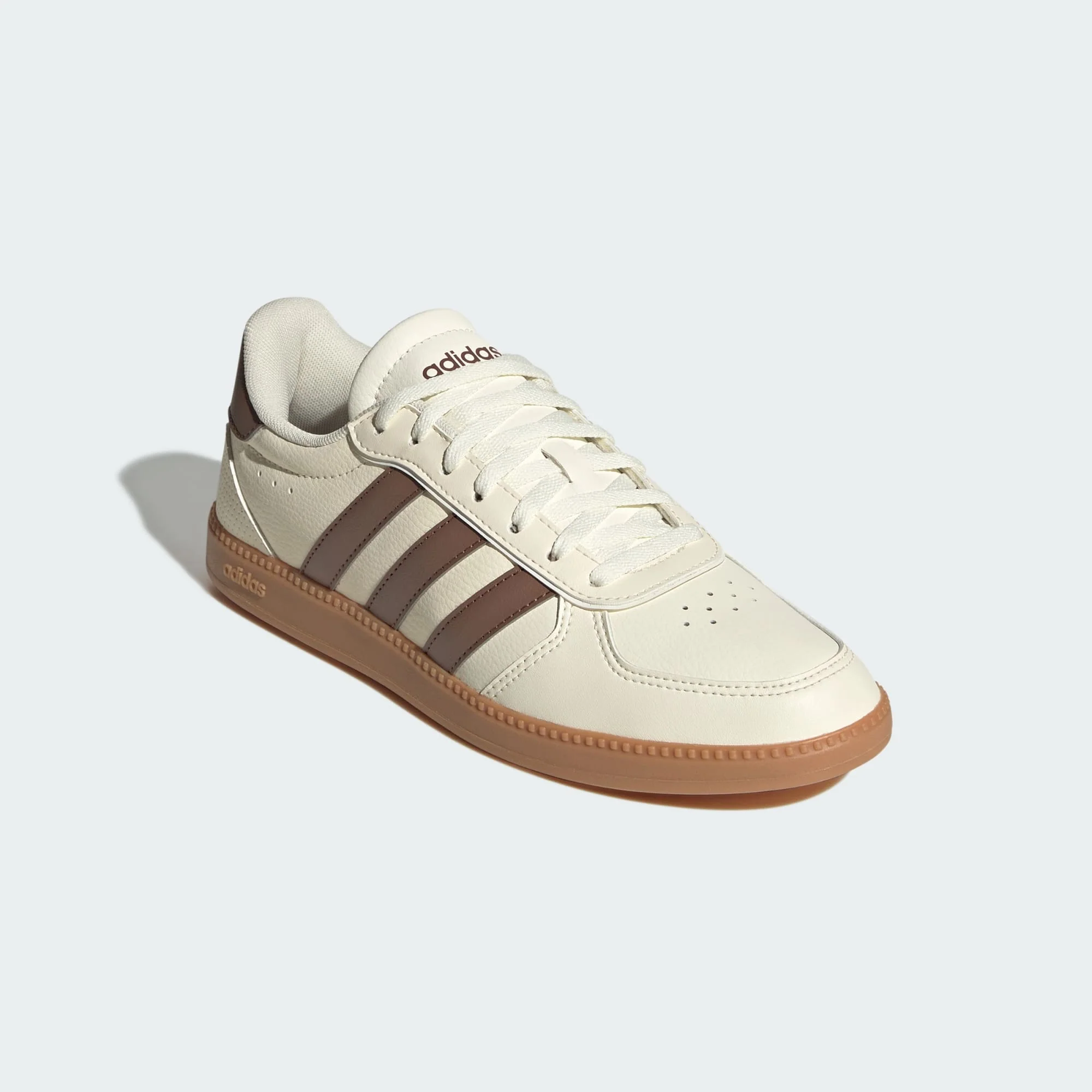 ADIDAS WOMEN'S BREAKNET SLEEK CREAM WHITE/BROWN SNEAKER SHOES - Image 5