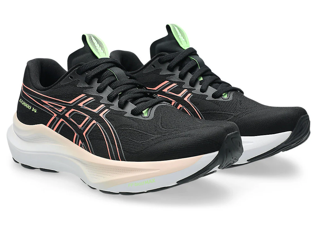 ASICS WOMEN'S GT 2000 14 BLACK/CORAL RUNNING SHOES - Image 3