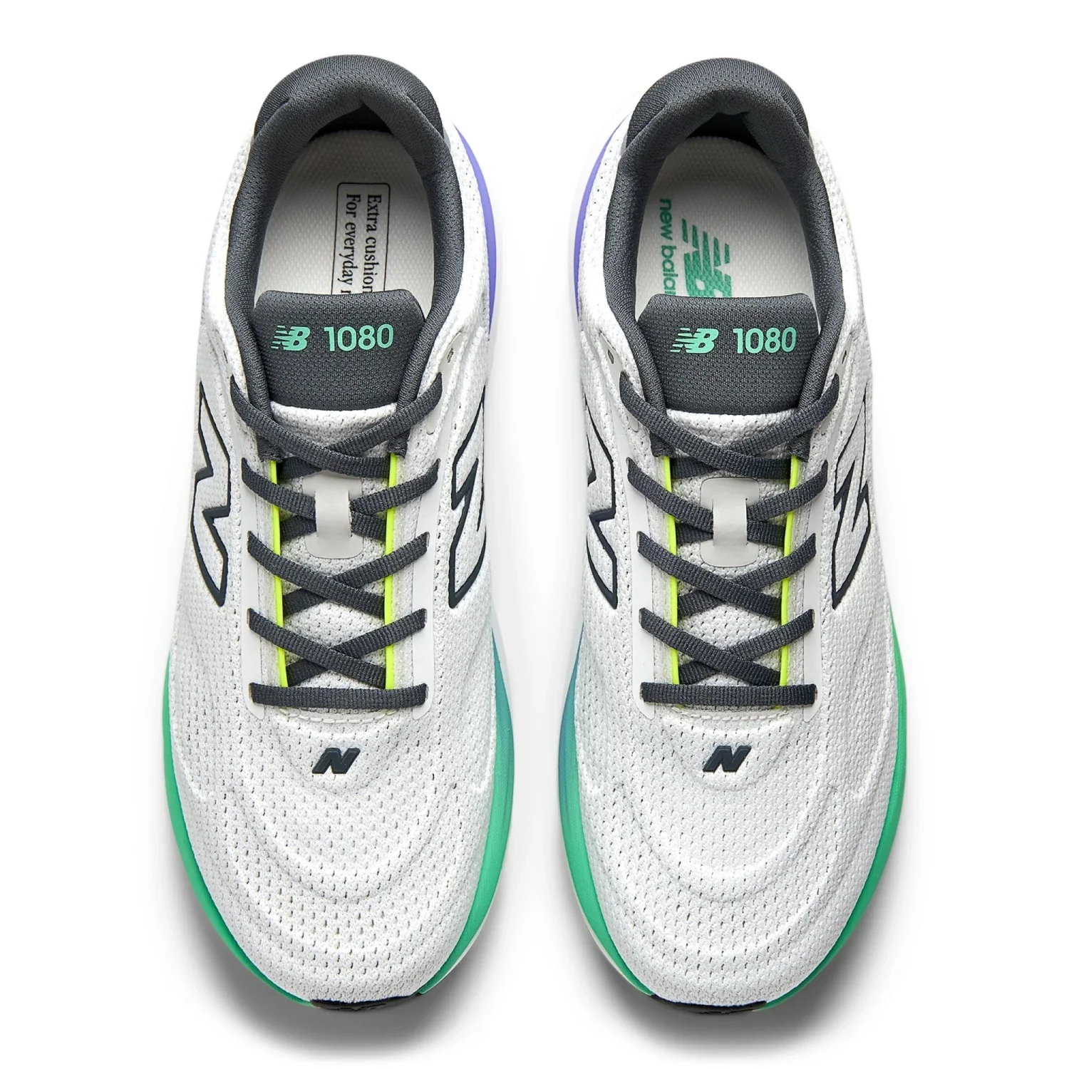 NEW BALANCE MEN'S 1080 V15 SEA SALT/LIME RUNNING SHOES - Image 3