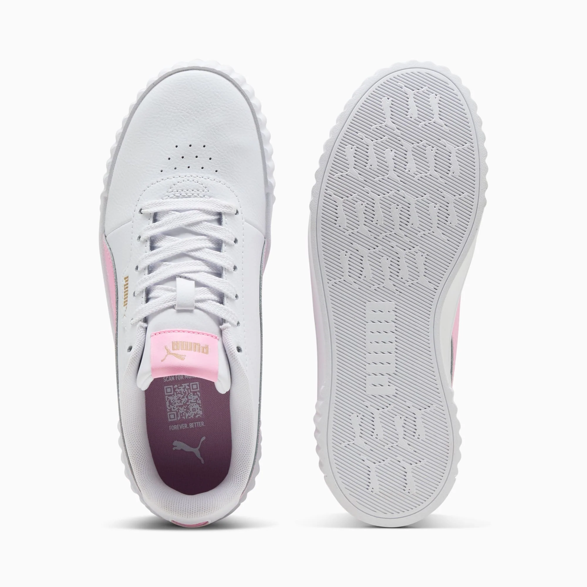 PUMA WOMEN'S CARINA 3.0 WHITE/PINK SNEAKER SHOES - Image 5