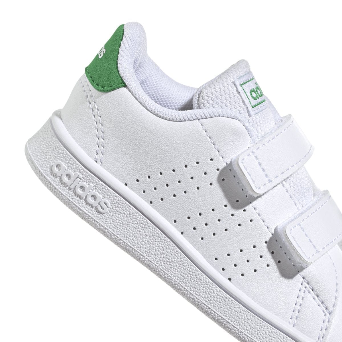 ADIDAS KIDS ADVANTAGE LIFESTYLE COURT TWO HOOK-AND-LOOP WHITE/GREEN SHOE - Image 8
