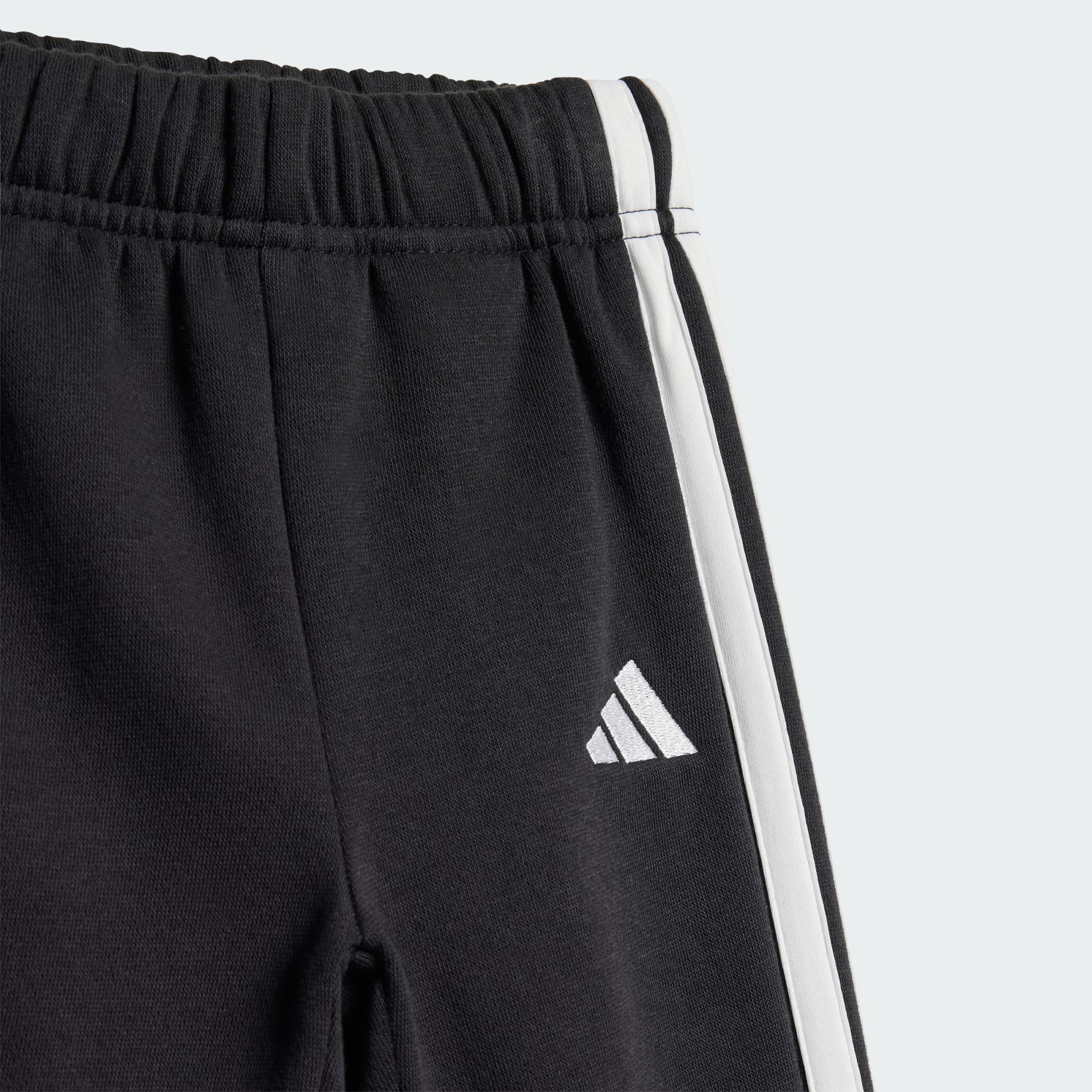 Adidas Kid's 3-Stripes Fleece Black Jogger Set - Image 6