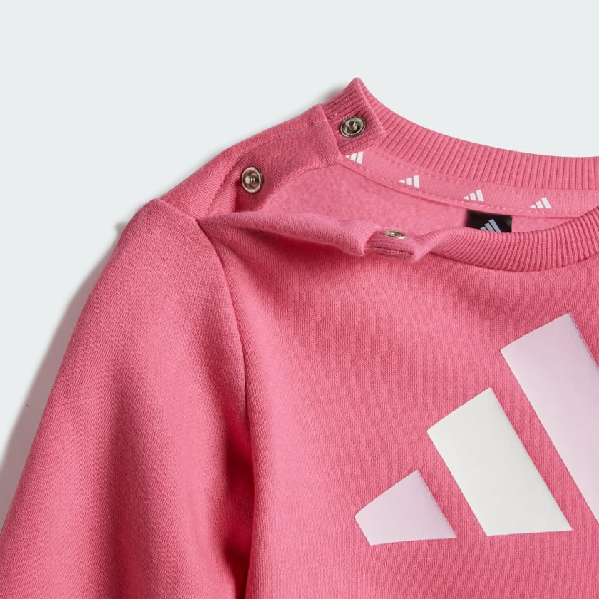Adidas Kid's Essentials Joggers Fleece Pink/Grey Tracksuit Set - Image 7