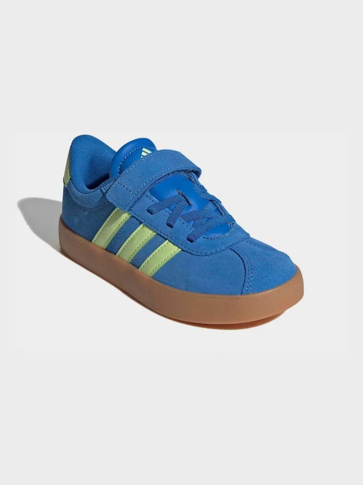 Adidas Kid's Hook N' Loop Vl Court 3.0 Royal/Lime Sneaker Shoes - Image 3
