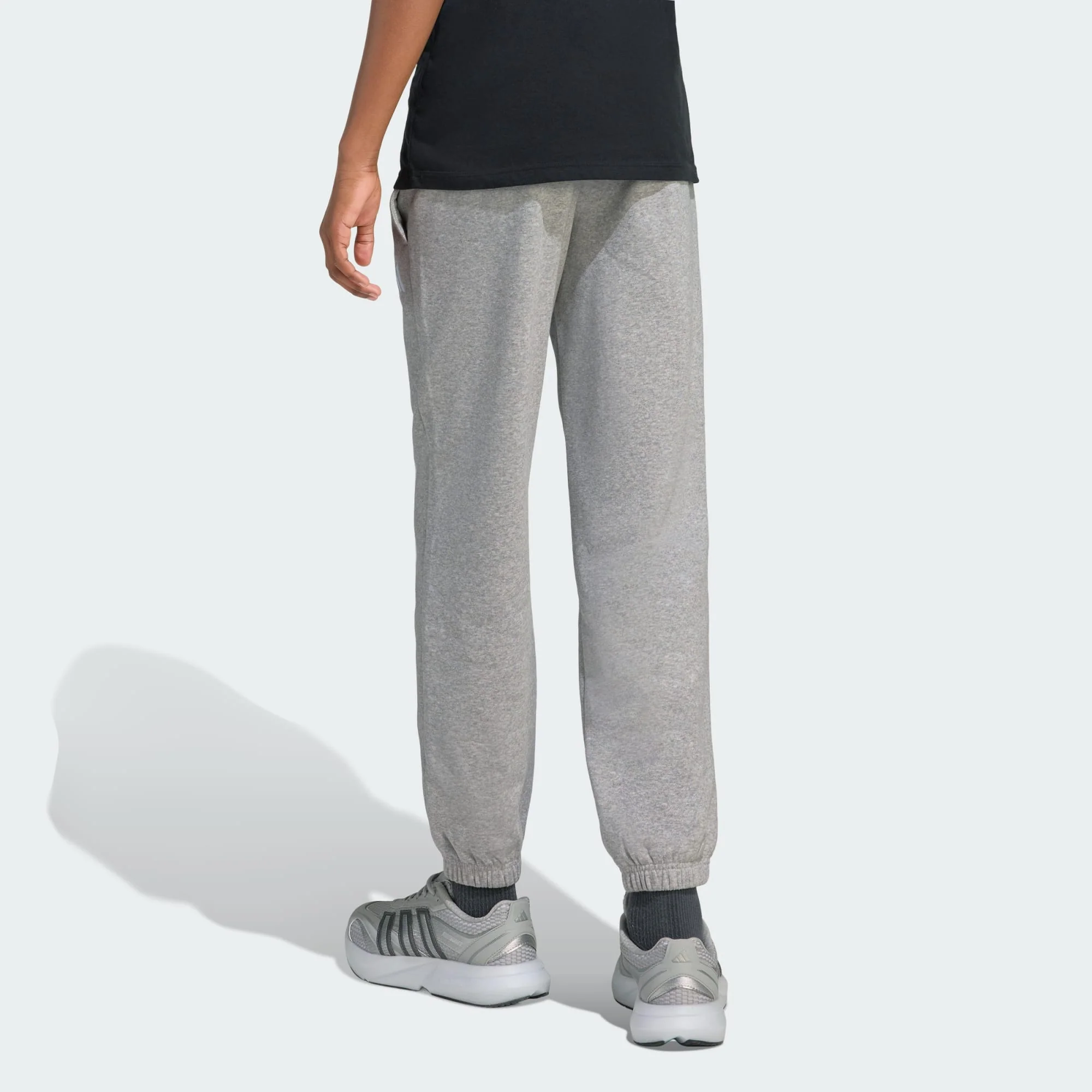 Adidas Kid's Small Logo Essentials Fleece Grey Trackpants - Image 3