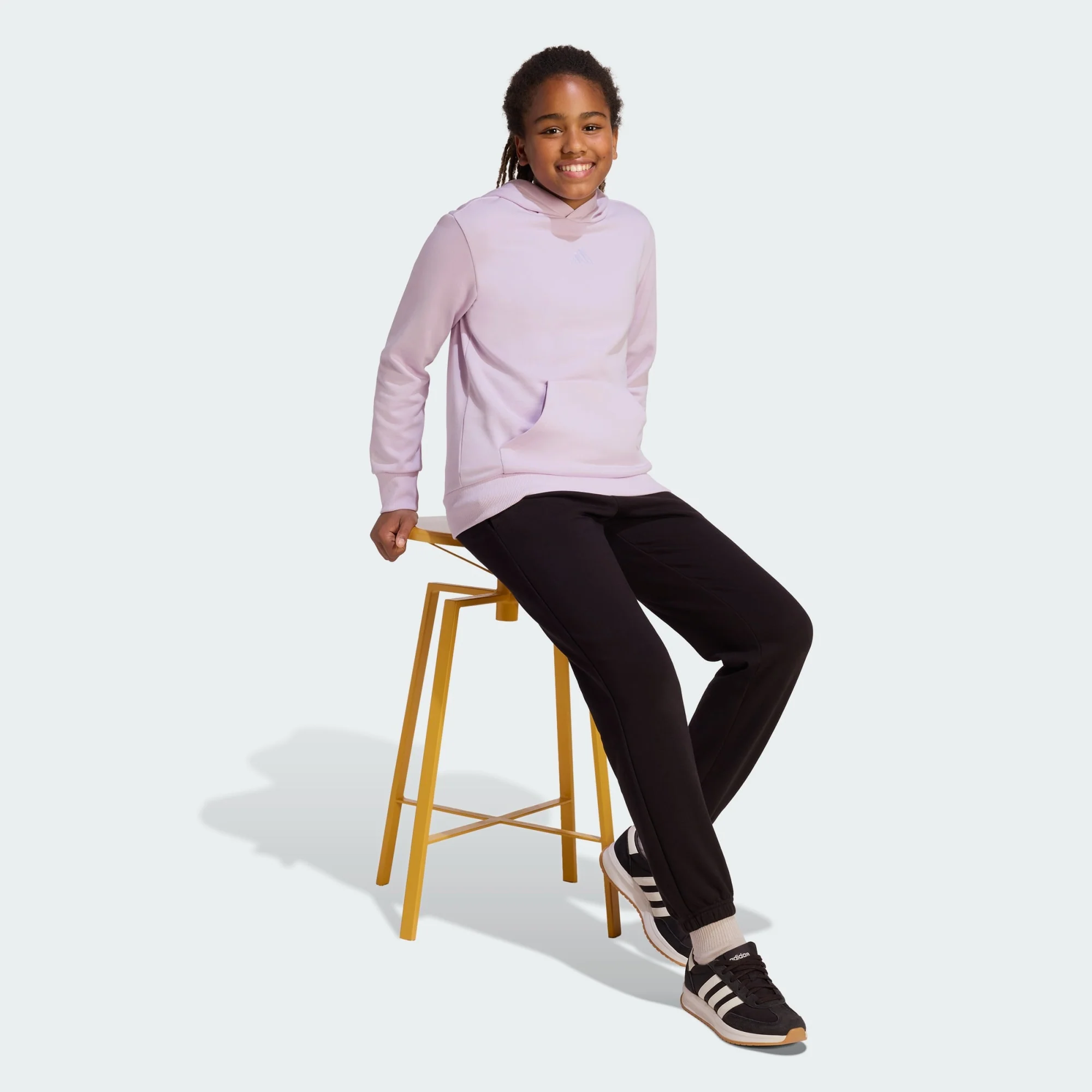 Adidas Kid's Small Logo Essentials Fleece Lavender Hoodie - Image 5