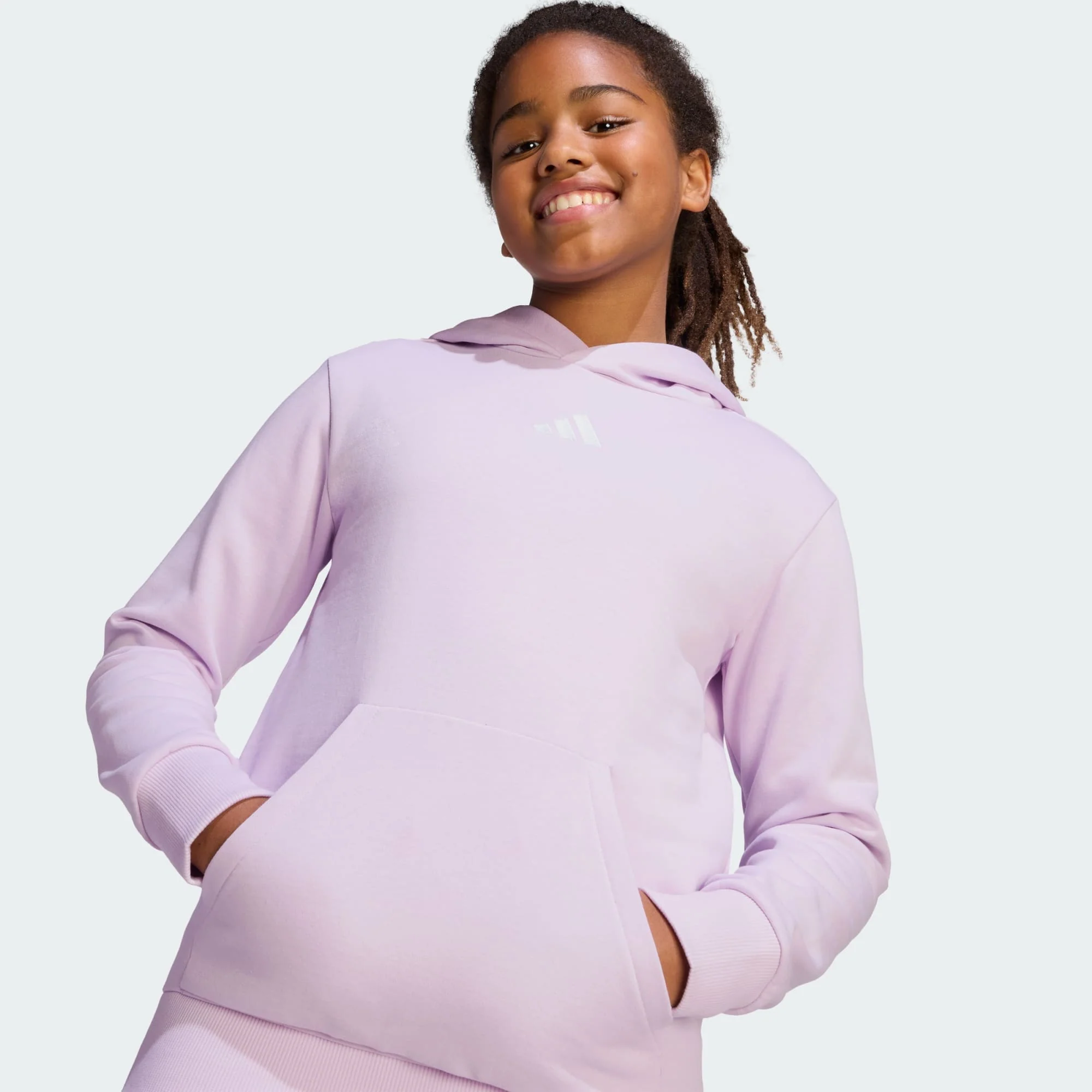 Adidas Kid's Small Logo Essentials Fleece Lavender Hoodie - Image 6
