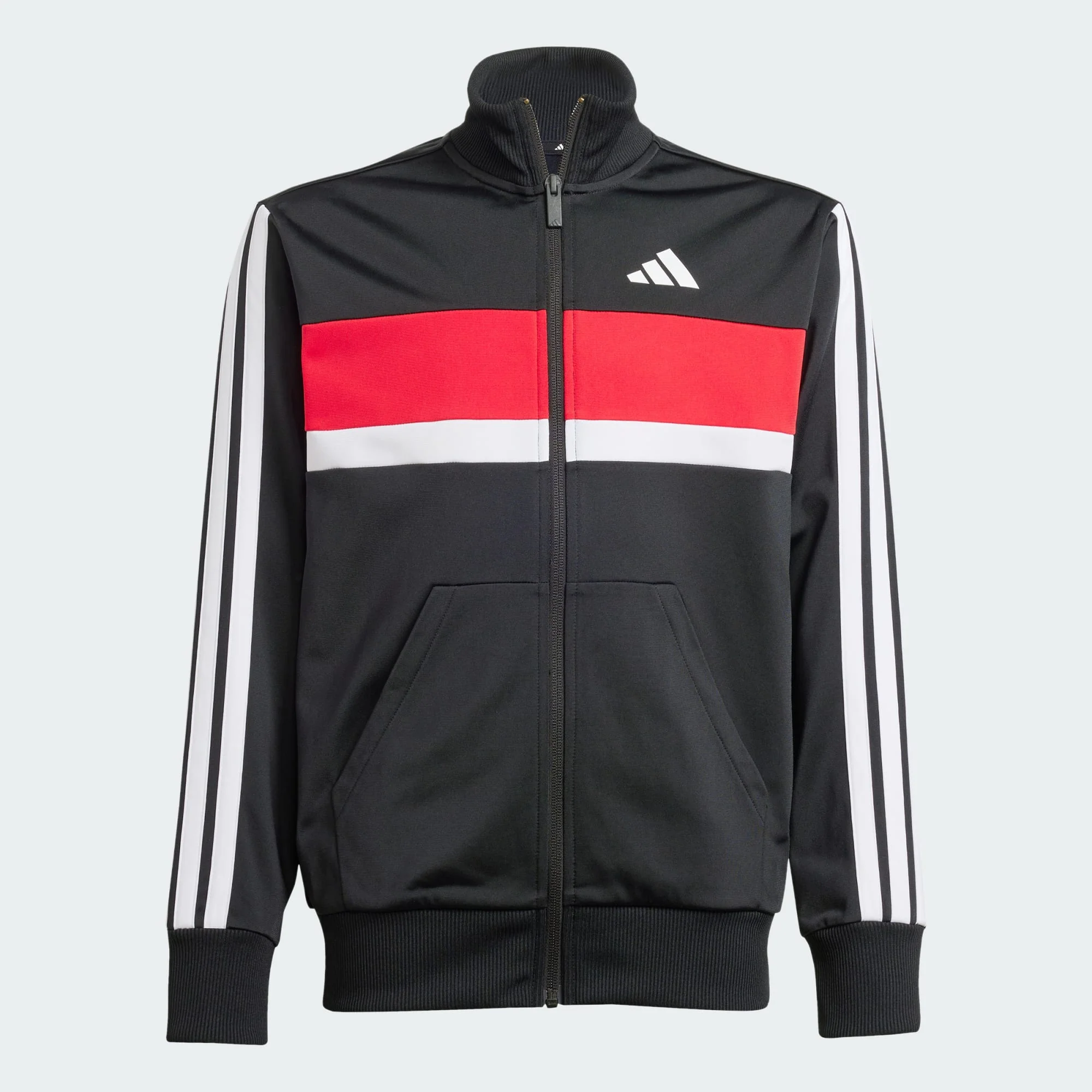 Adidas Kid's Tiberio Tricot 3-Stripes Black/Red Tracksuit Set - Image 3