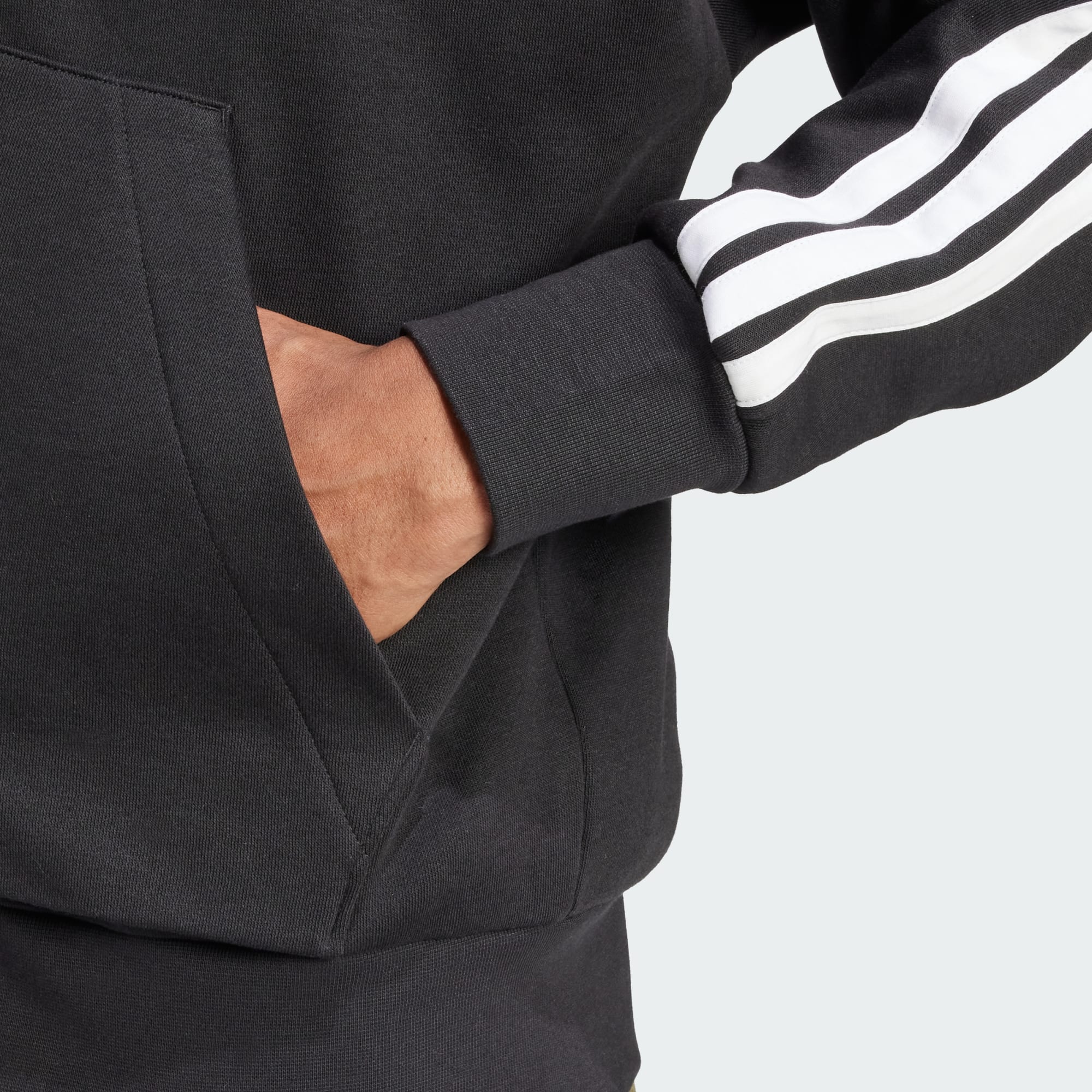 Adidas Men's 3-Stripes Fleece Black Jacket - Image 7