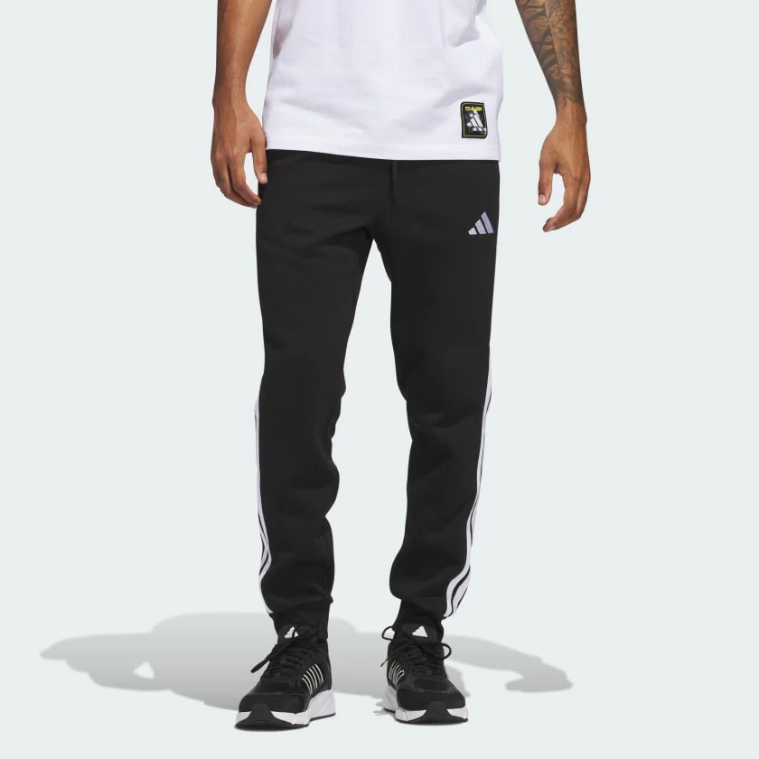 Adidas Men's 3-Stripes Fleece Black Trackpant