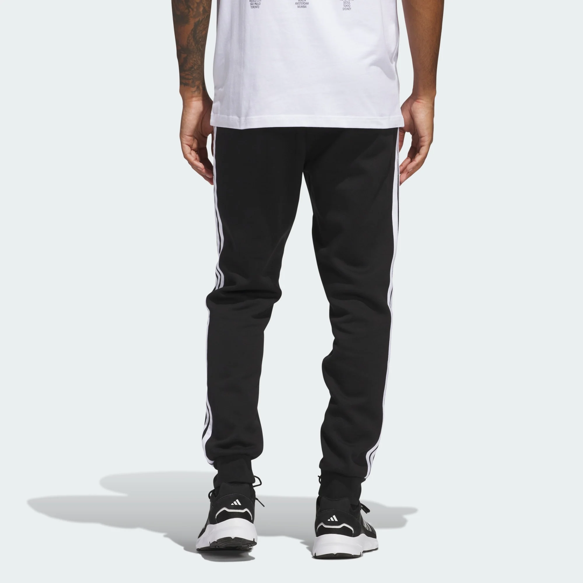 Adidas Men's 3-Stripes Fleece Black Trackpant - Image 4