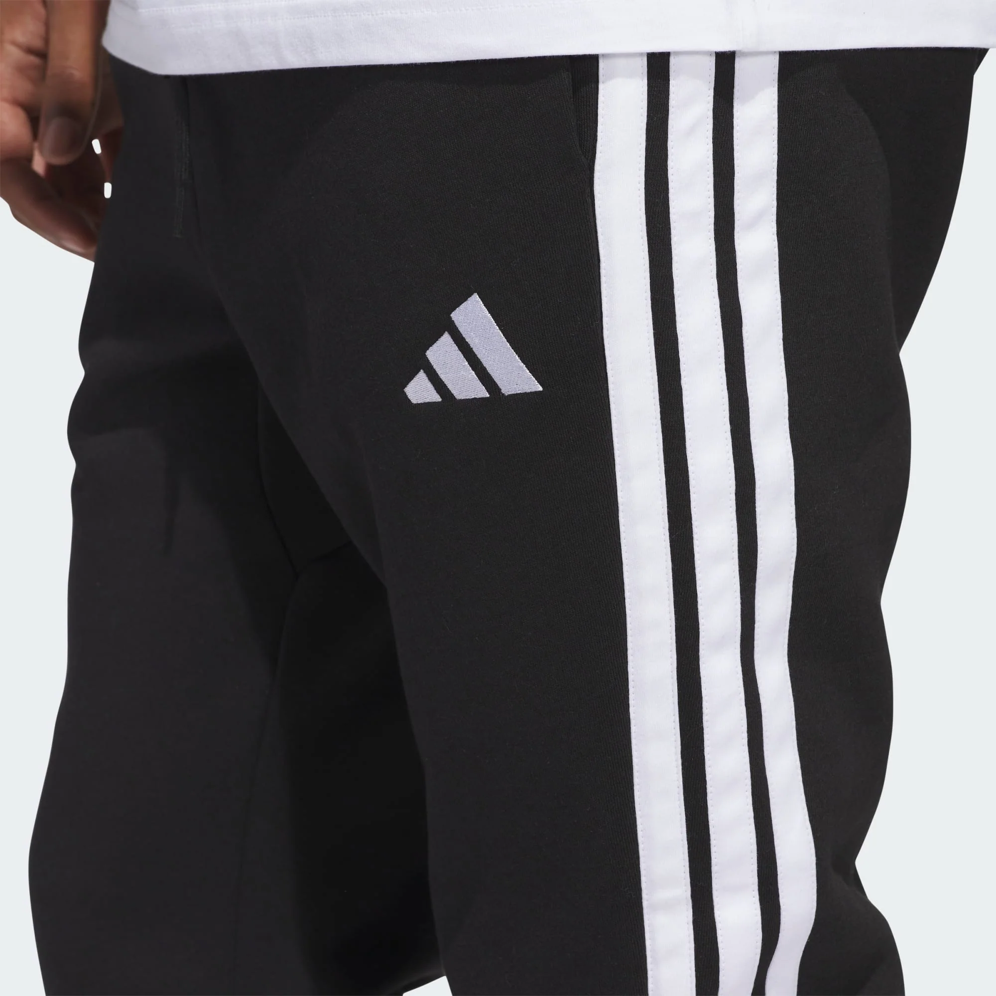 Adidas Men's 3-Stripes Fleece Black Trackpant - Image 5