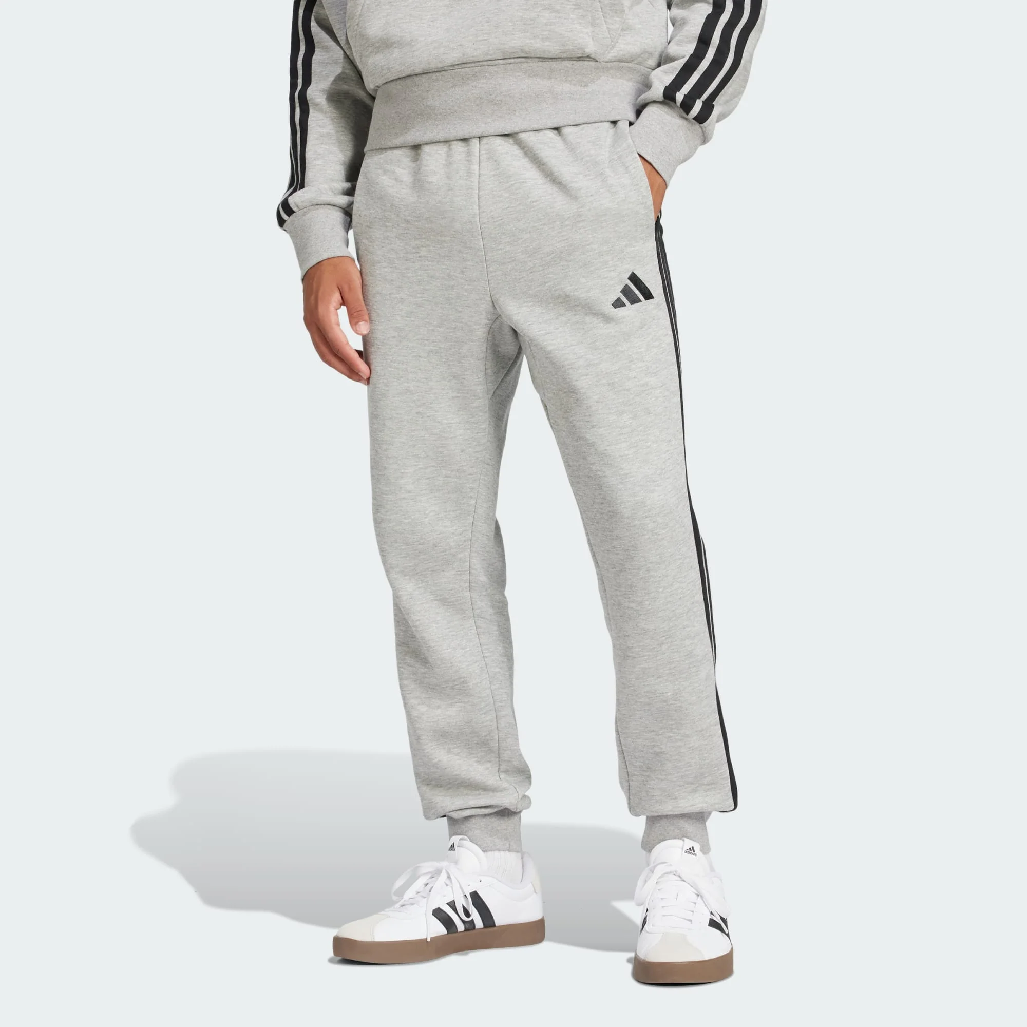Adidas Men's 3-Stripes Fleece Grey Trackpant
