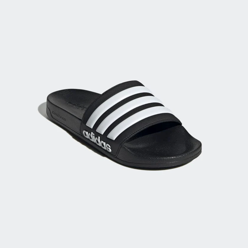 Adidas Unisex Adilette Black/White Shower Slides - Image 5