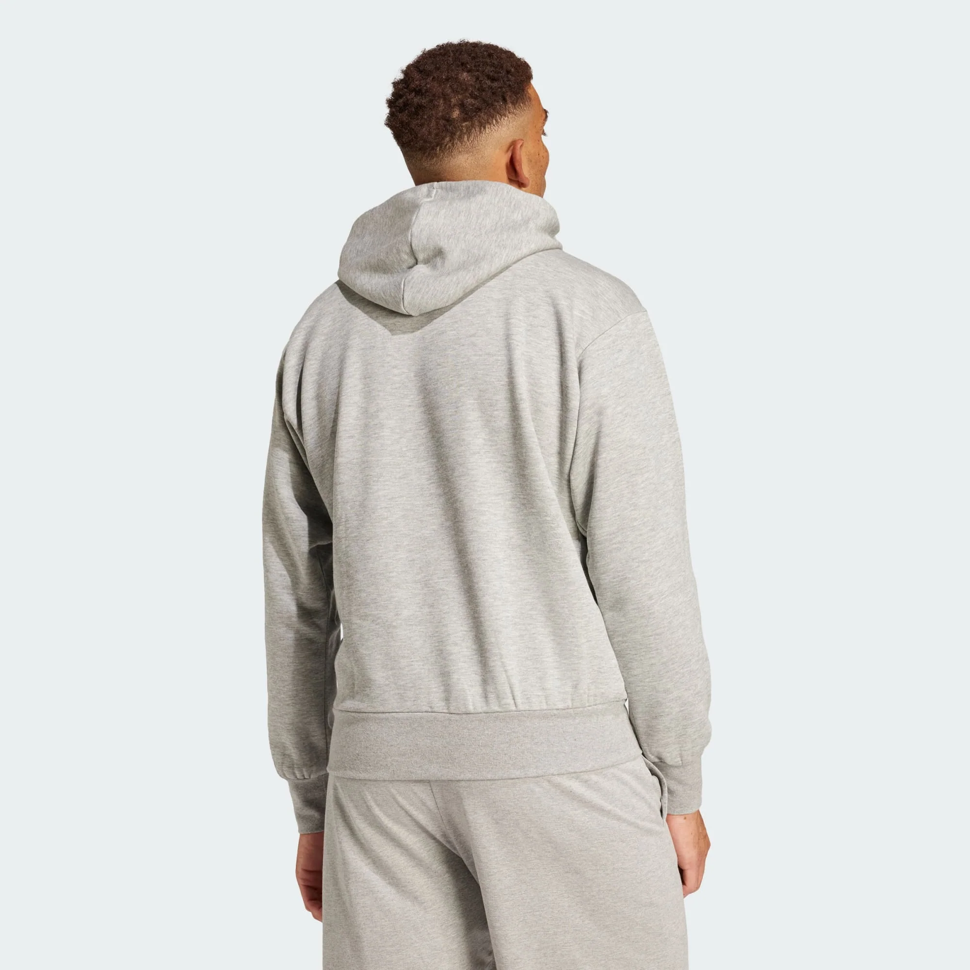 Adidas Men's Essentials Big Logo Fleece Grey Hoodie - Image 4