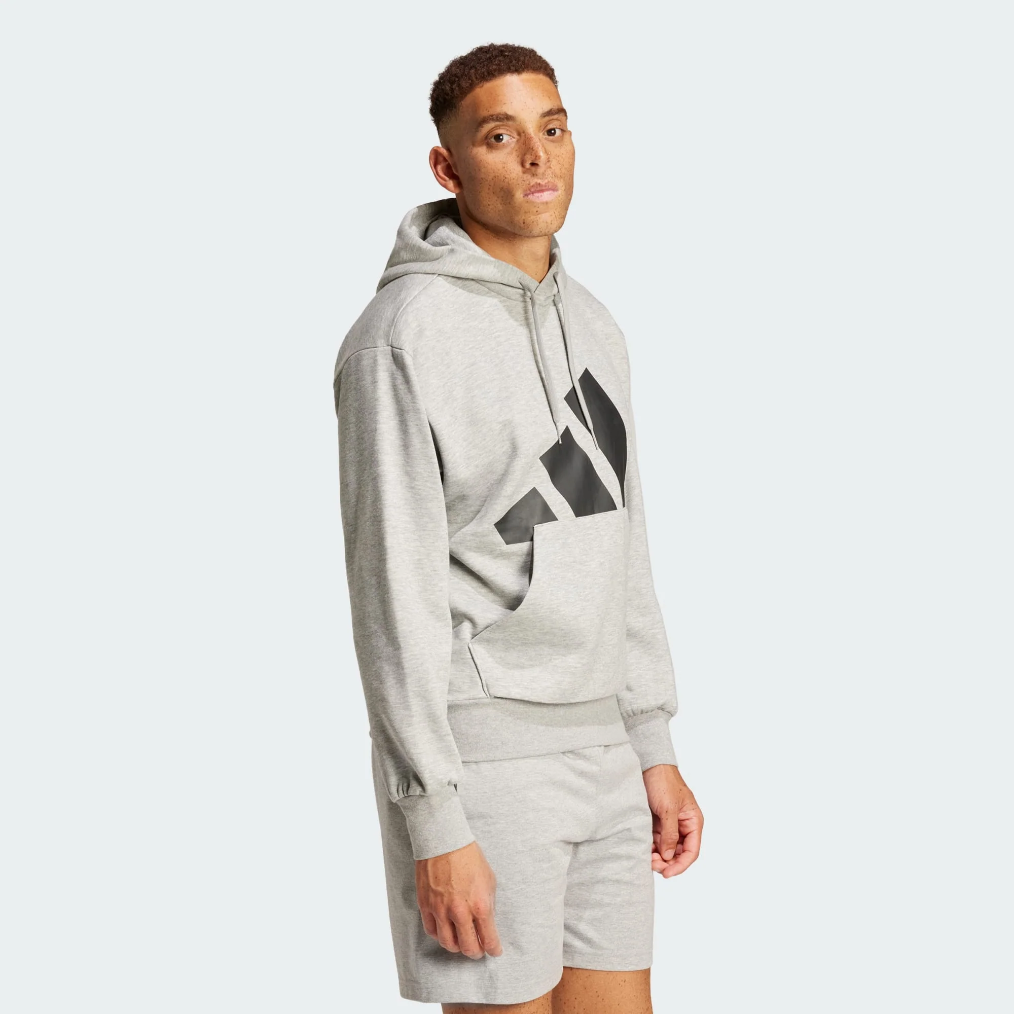 Adidas Men's Essentials Big Logo Fleece Grey Hoodie - Image 5