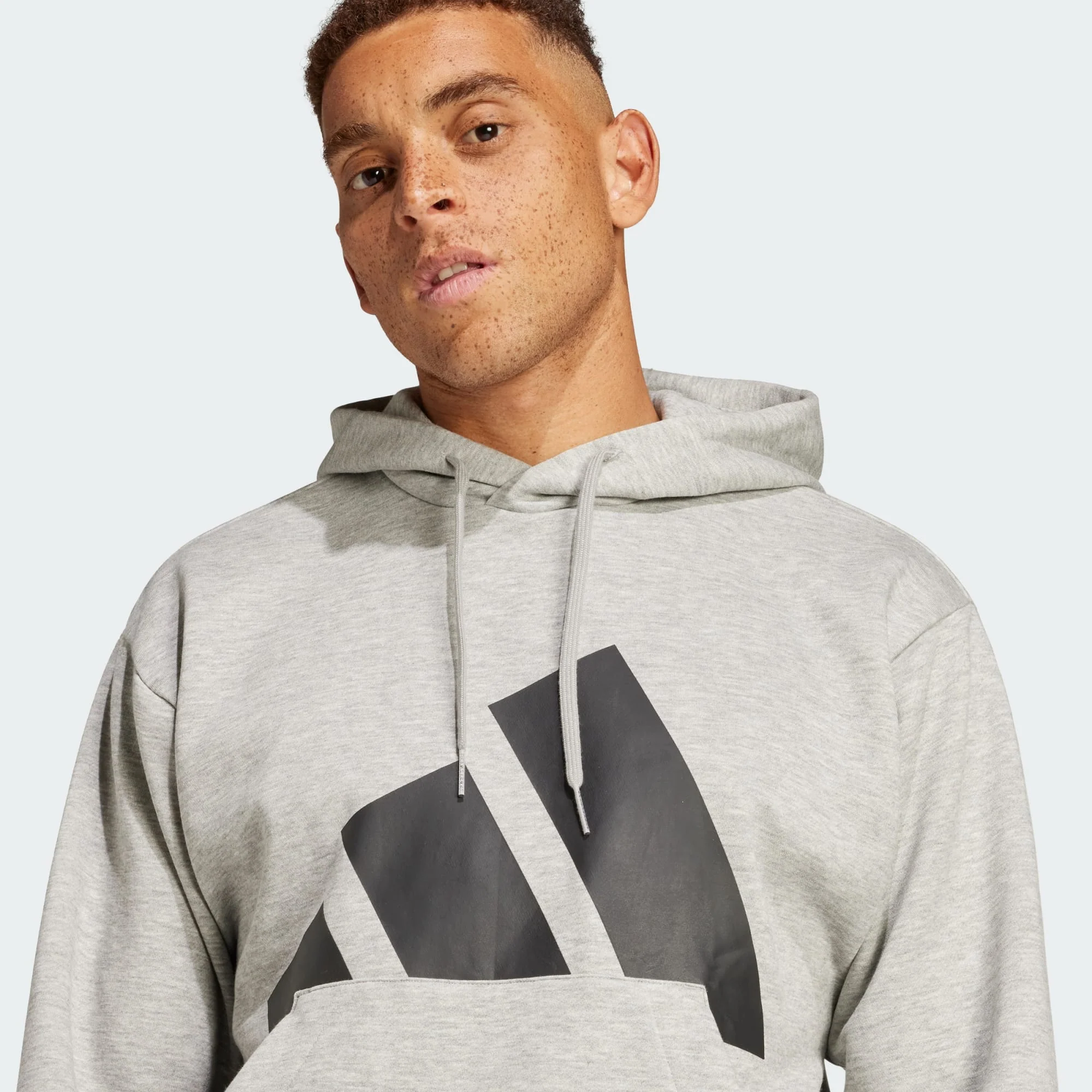 Adidas Men's Essentials Big Logo Fleece Grey Hoodie - Image 7