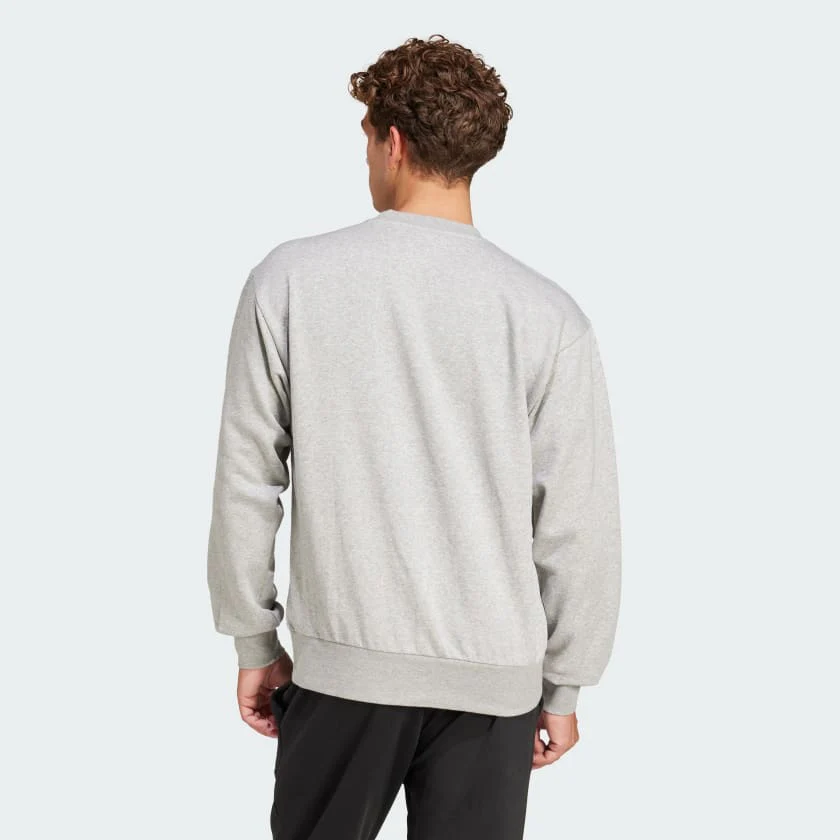 Adidas Men's Essentials Feelcozy Fleece Grey Sweatshirt - Image 4