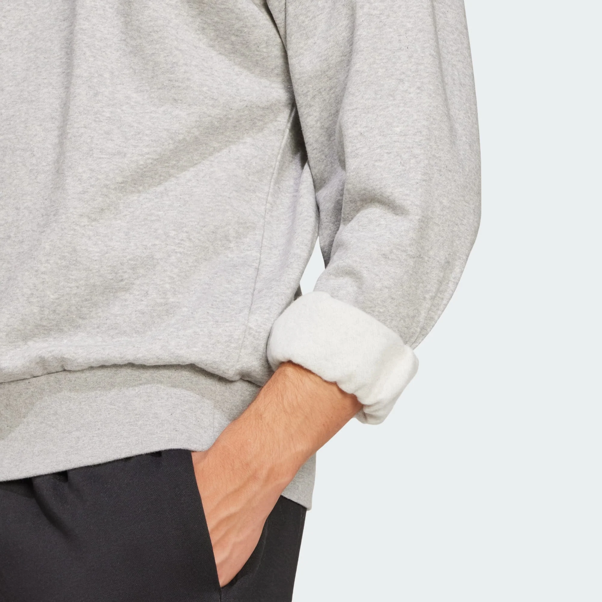 Adidas Men's Essentials Feelcozy Fleece Grey Sweatshirt - Image 7