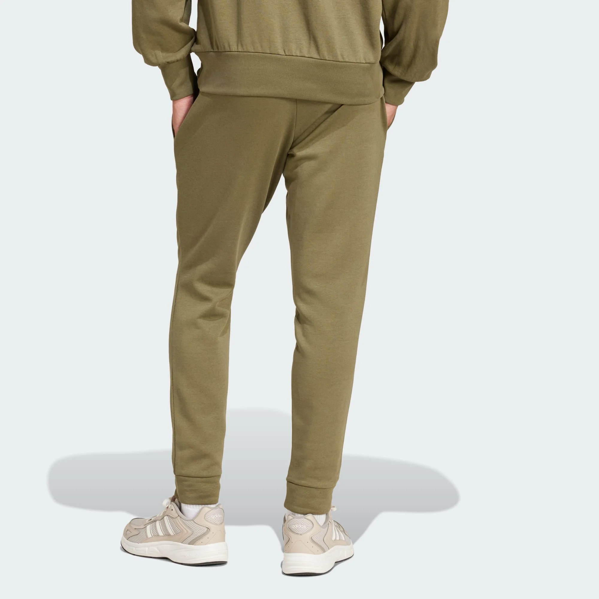 Adidas Men's Essentials Feelcozy Fleece Olive Trackpants - Image 3