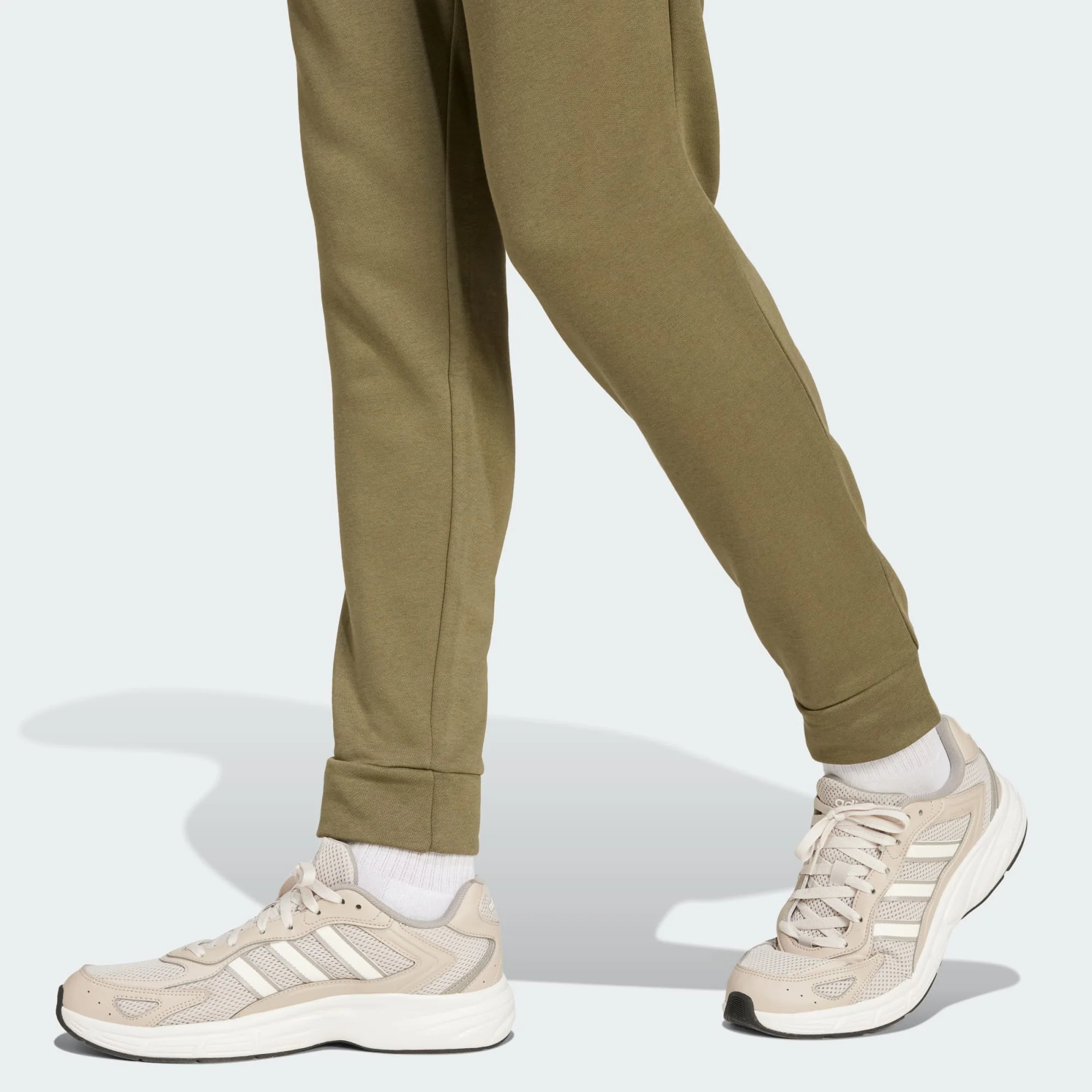 Adidas Men's Essentials Feelcozy Fleece Olive Trackpants - Image 5