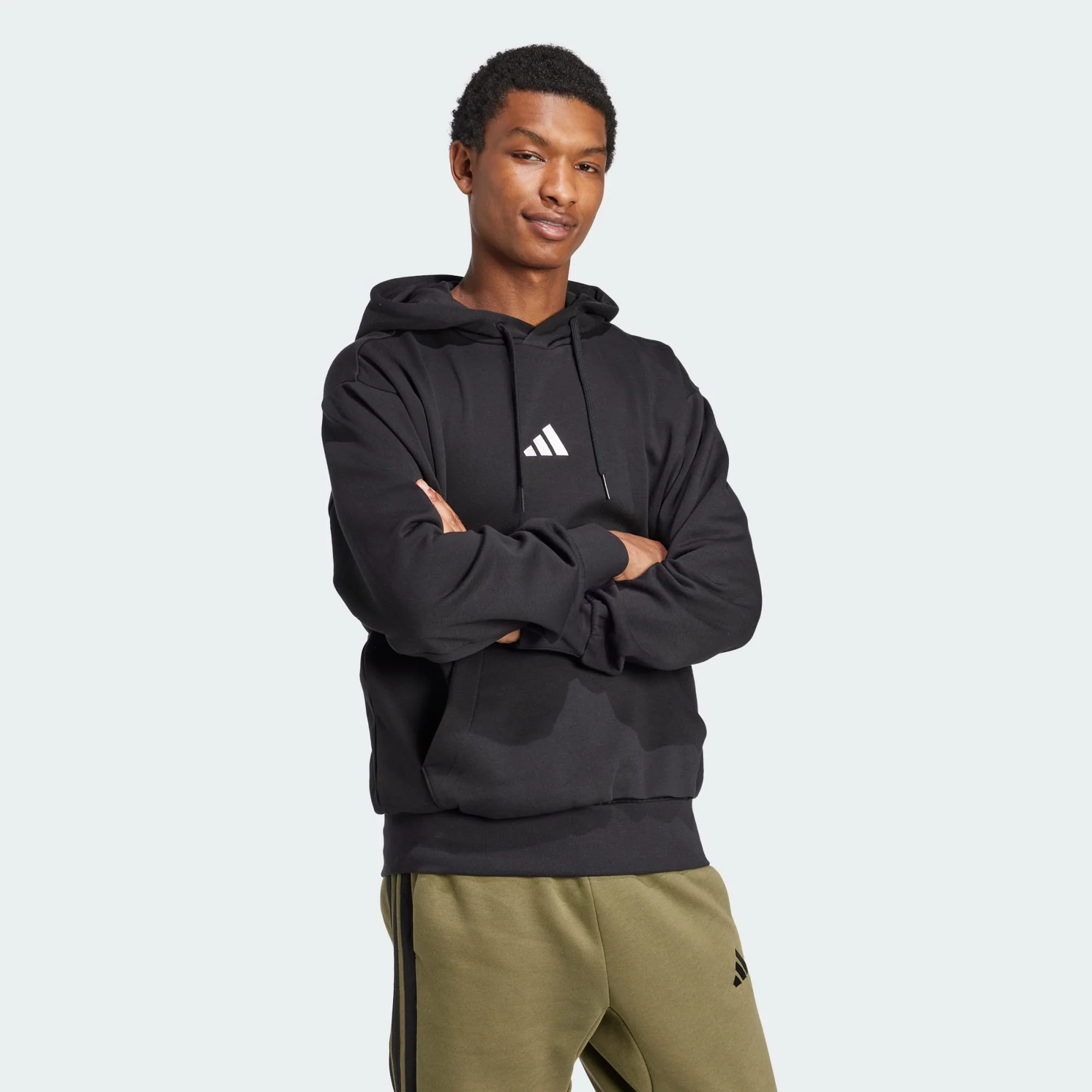 Adidas Men's Feelcozy Fleece Black Hoodie - Image 3