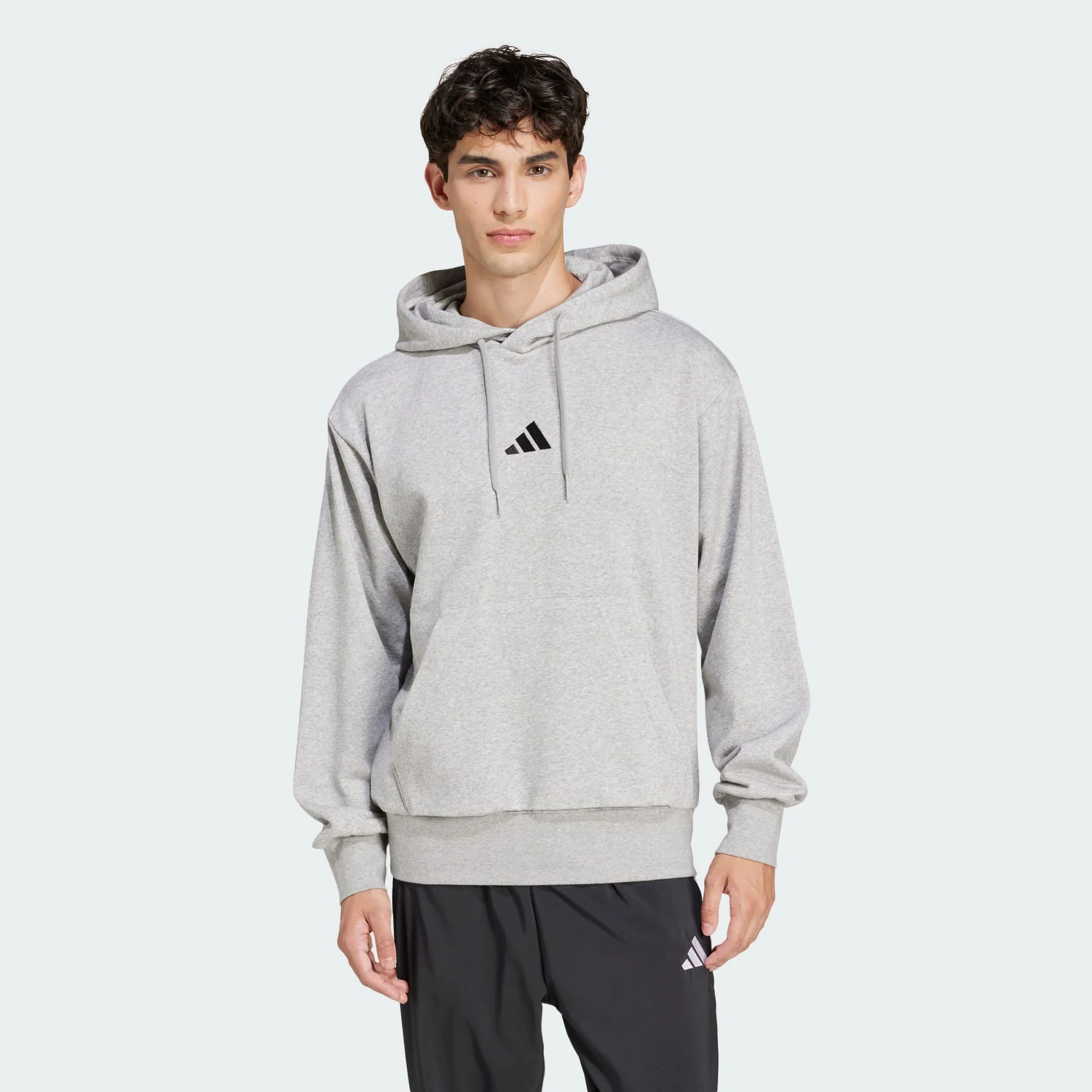 Adidas Men's Feelcozy Fleece Grey Hoodie