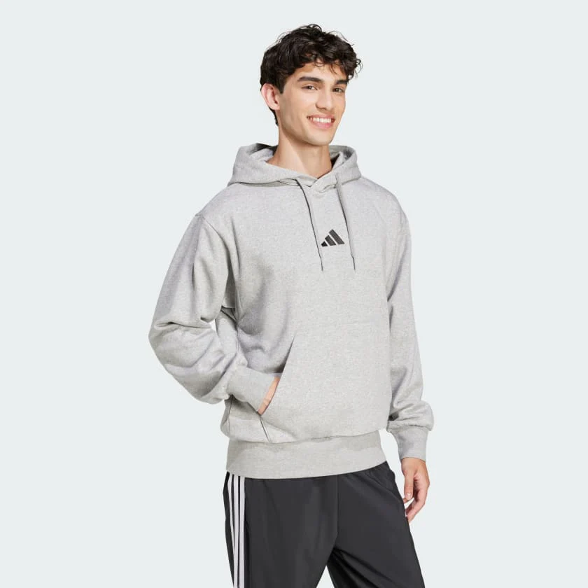 Adidas Men's Feelcozy Fleece Grey Hoodie - Image 3