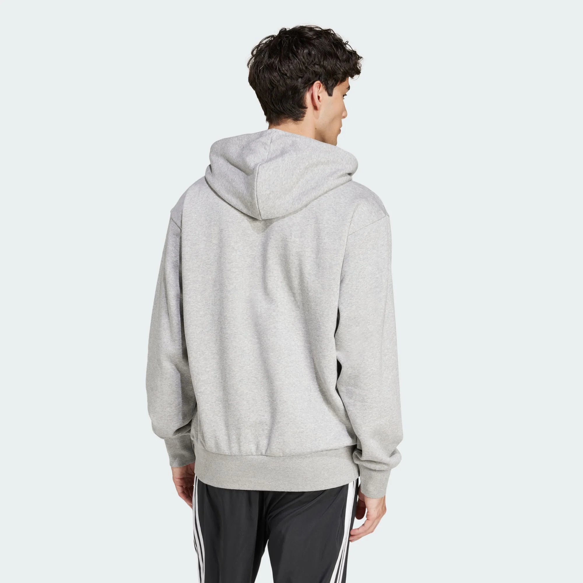 Adidas Men's Feelcozy Fleece Grey Hoodie - Image 5
