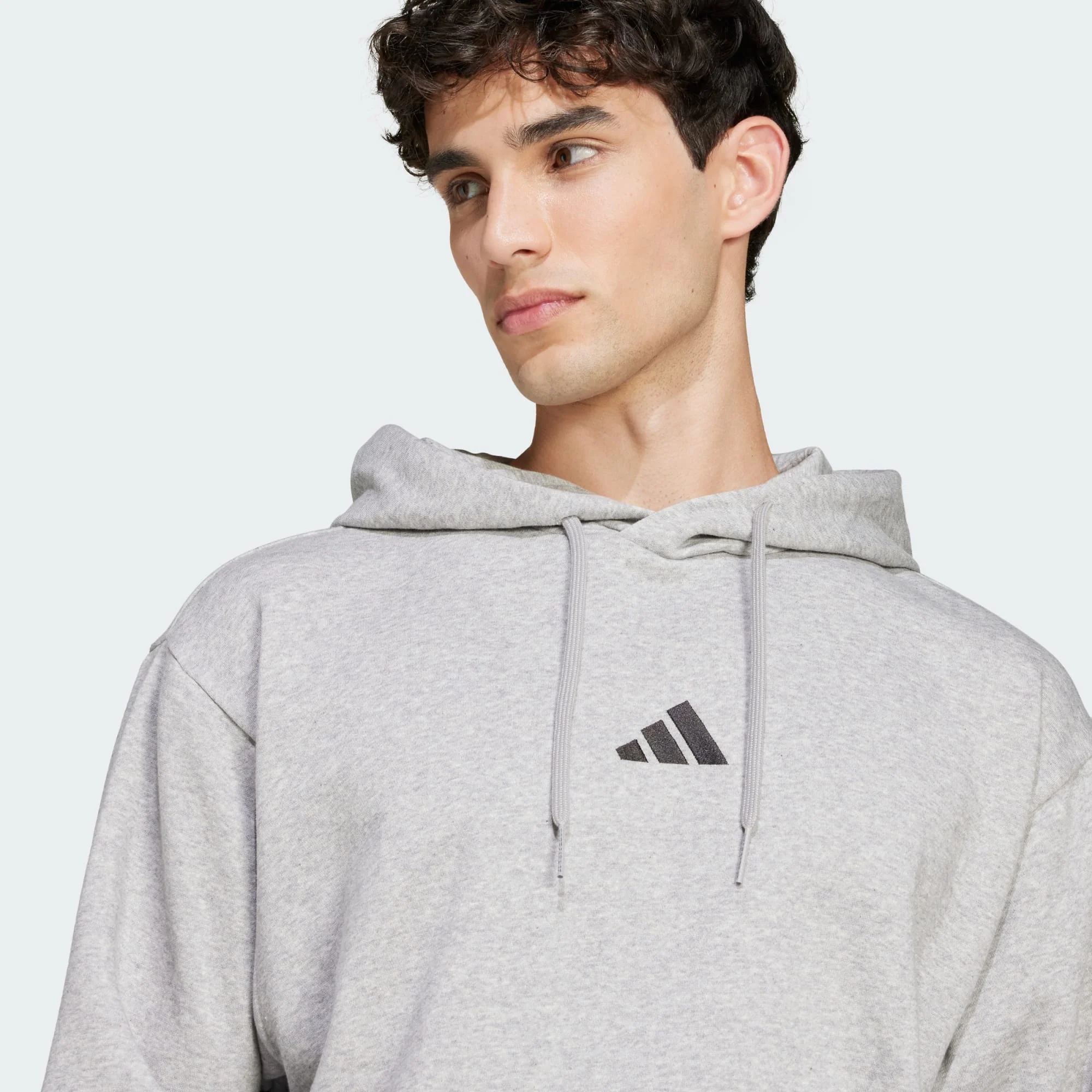 Adidas Men's Feelcozy Fleece Grey Hoodie - Image 6