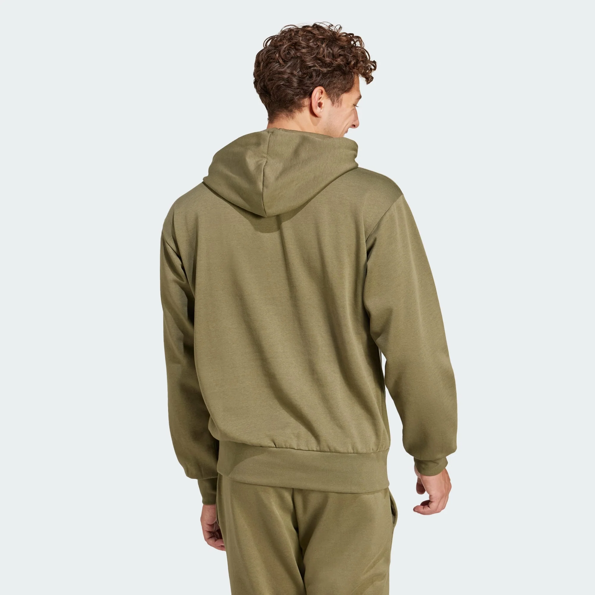 Adidas Men's Feelcozy Fleece Olive Hoodie - Image 4