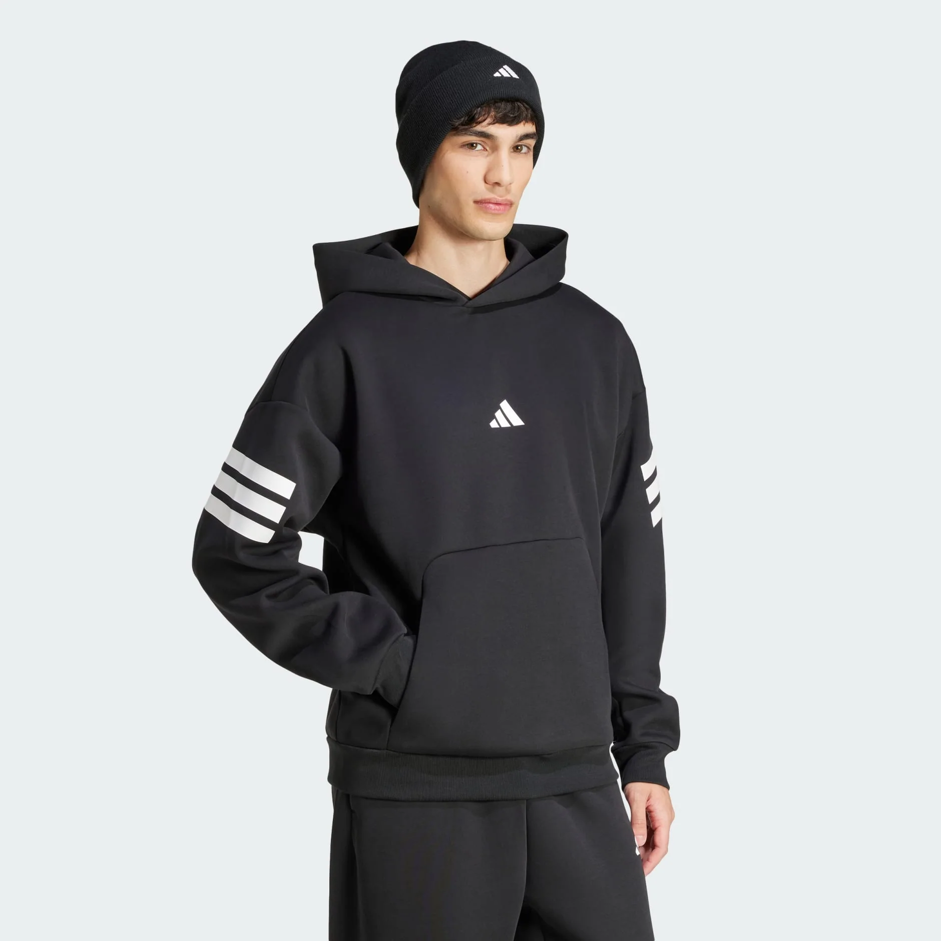 Adidas Men's Future Icons 3-Stripes Black Hoodie - Image 6