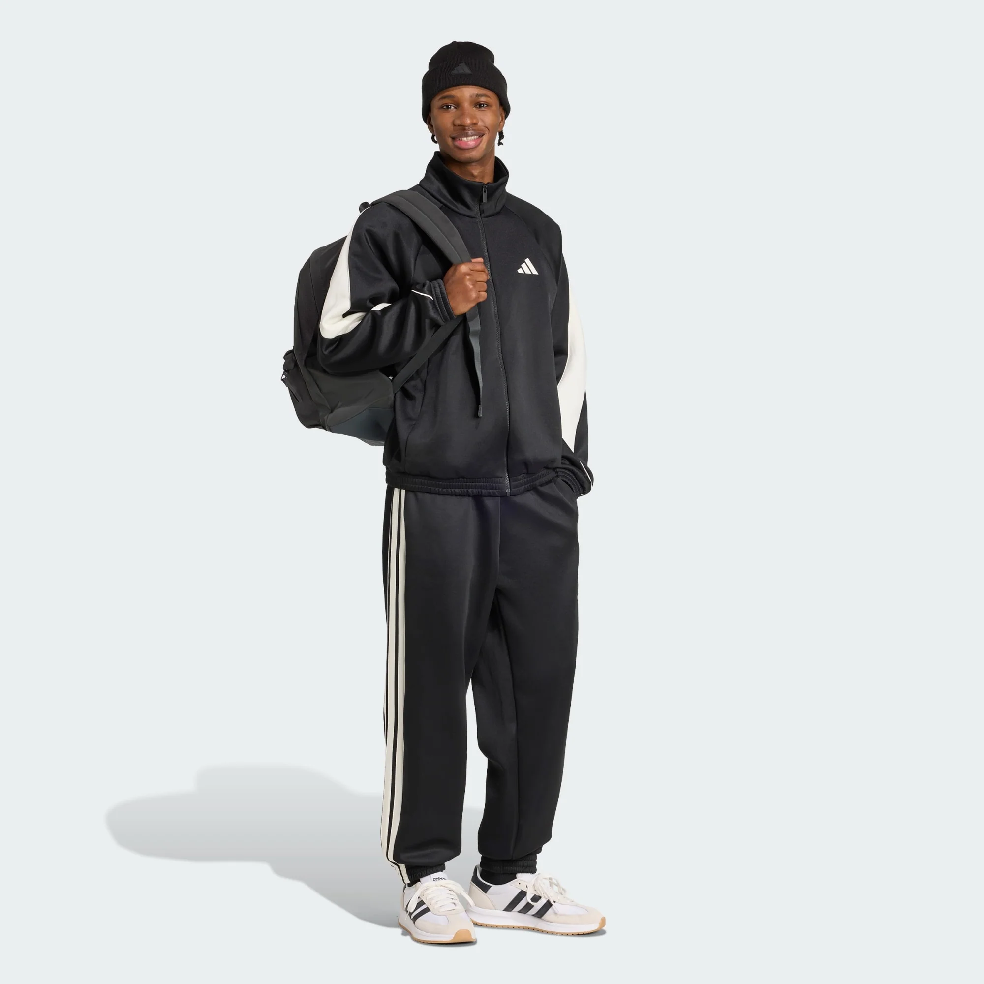 Adidas Men's Stadium Tracktop Black/White Jacket - Image 4