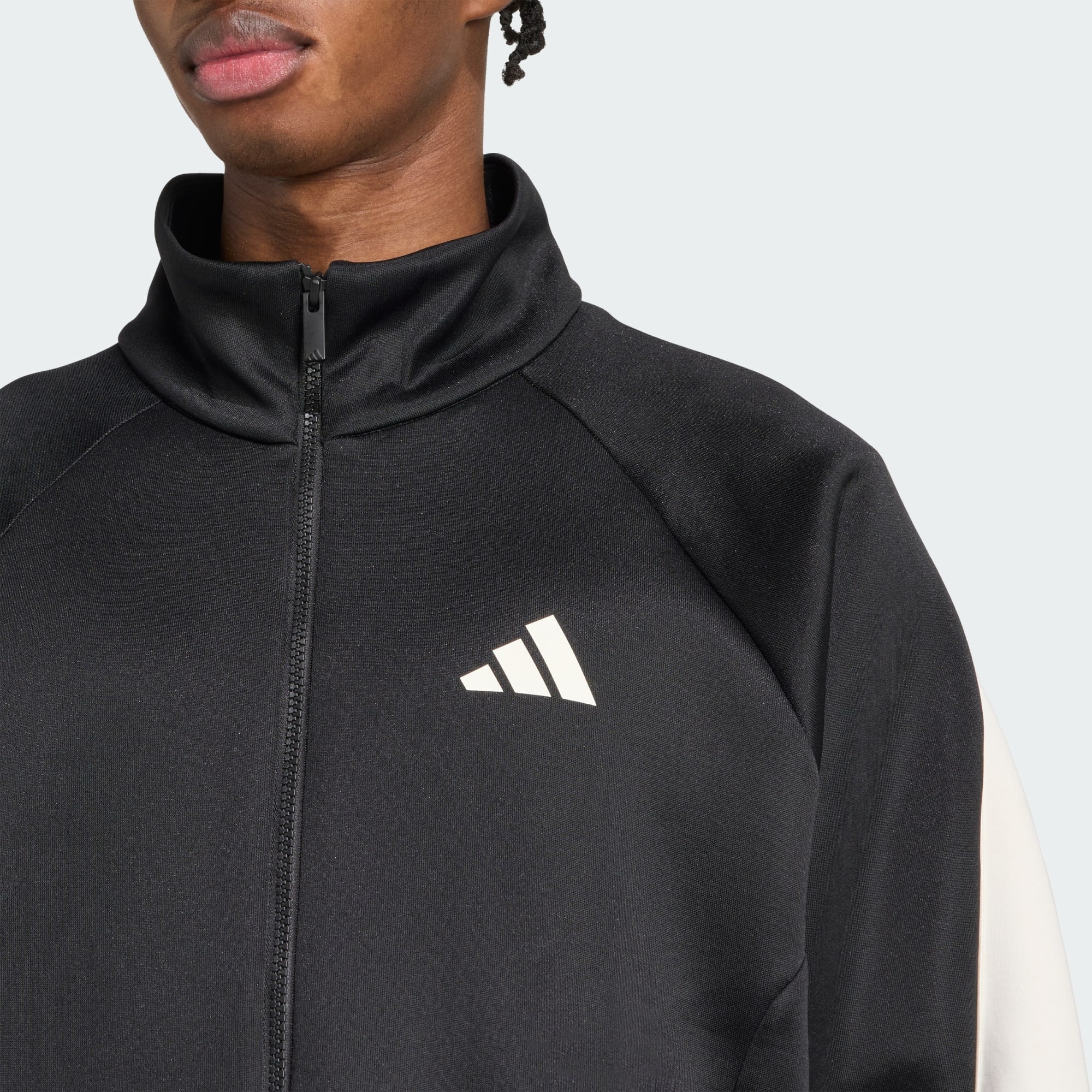 Adidas Men's Stadium Tracktop Black/White Jacket - Image 6