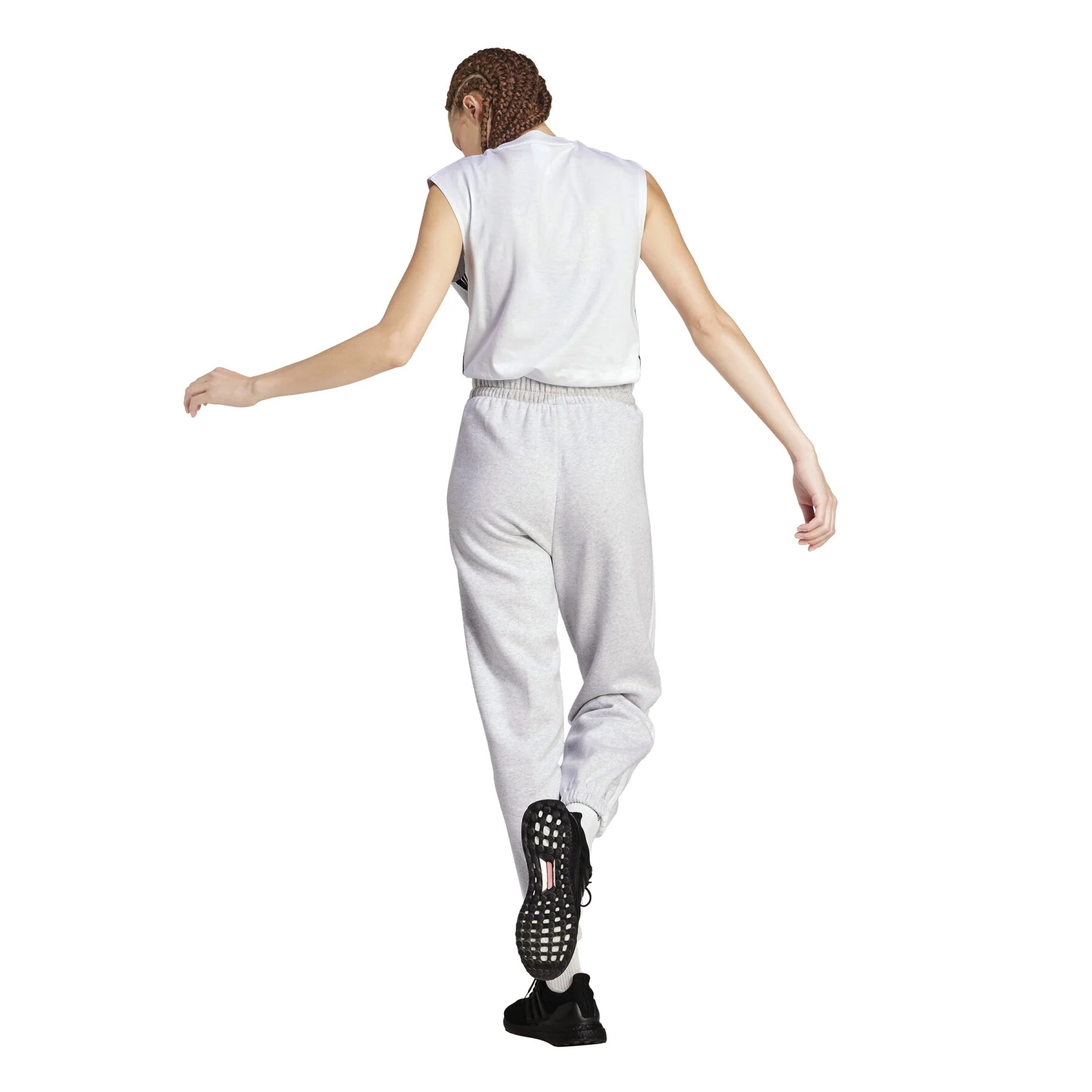 Adidas Women's 3-Stripe Fleece Grey Trackpant - Image 6