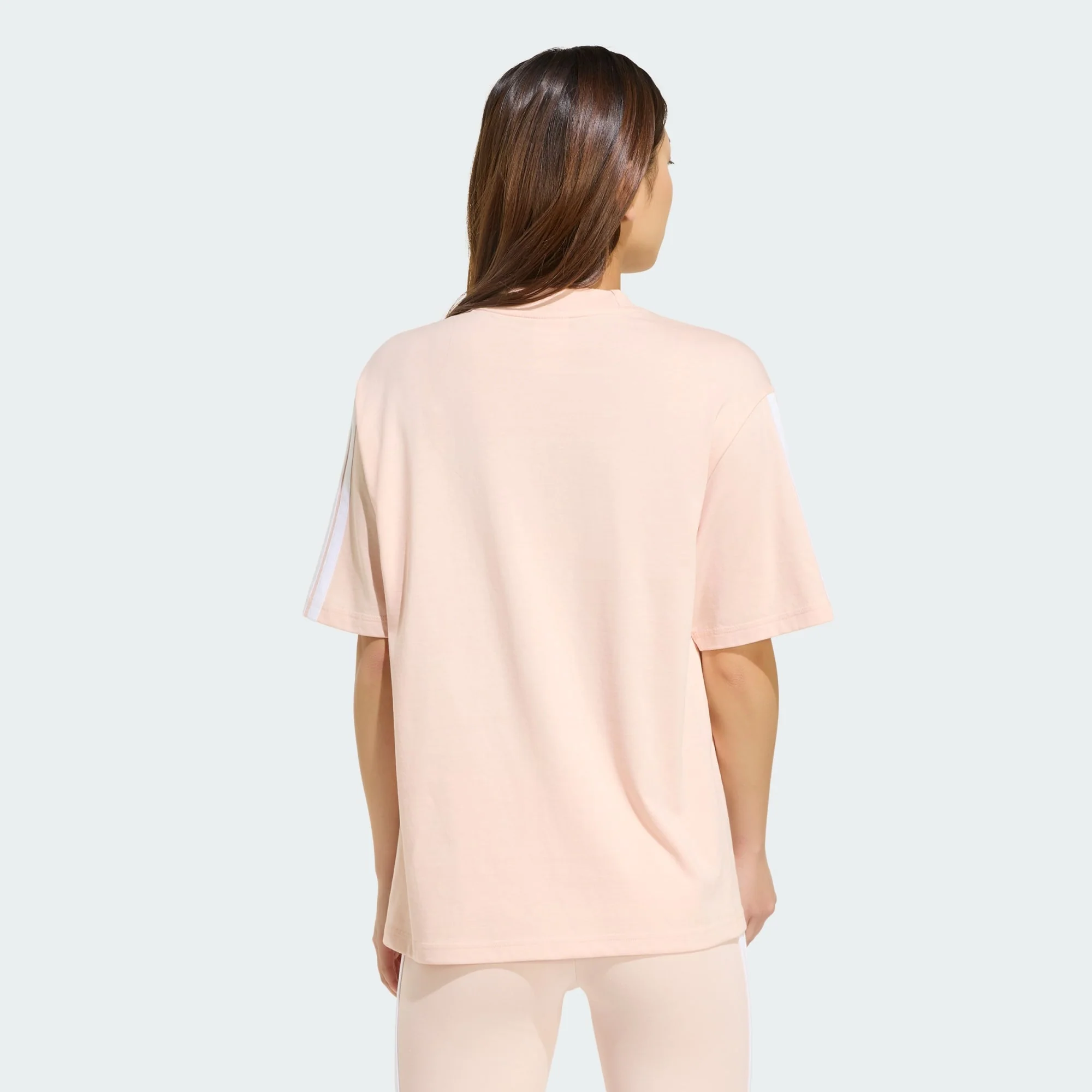 Adidas Women's 3-Stripes Boyfriend Pink Tee - Image 3