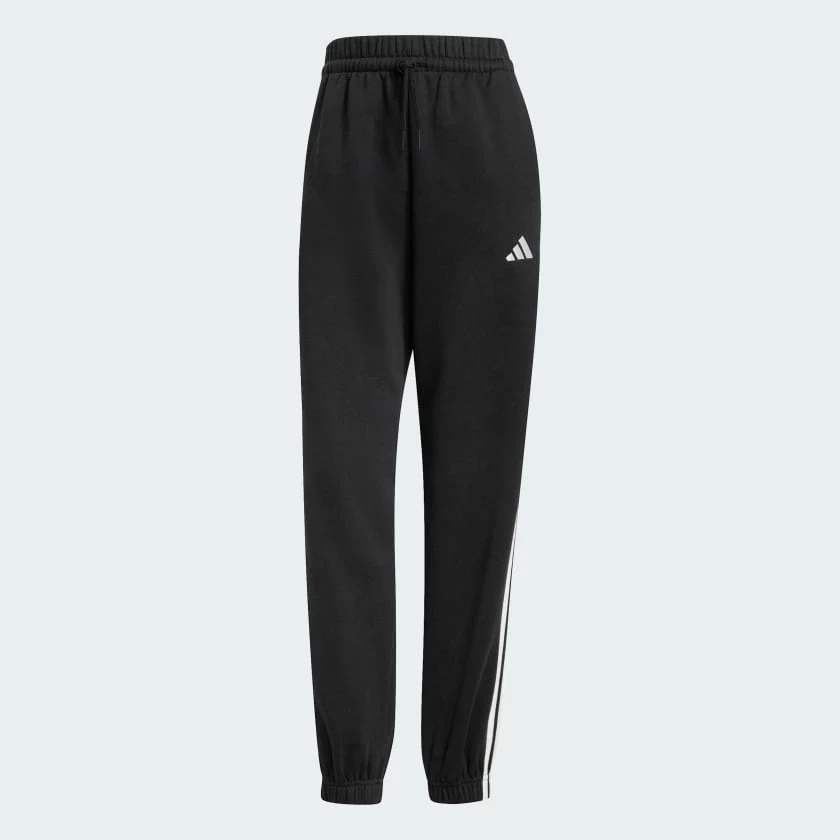 Adidas Women's 3-Stripes Fleece Black Trackpant - Image 2