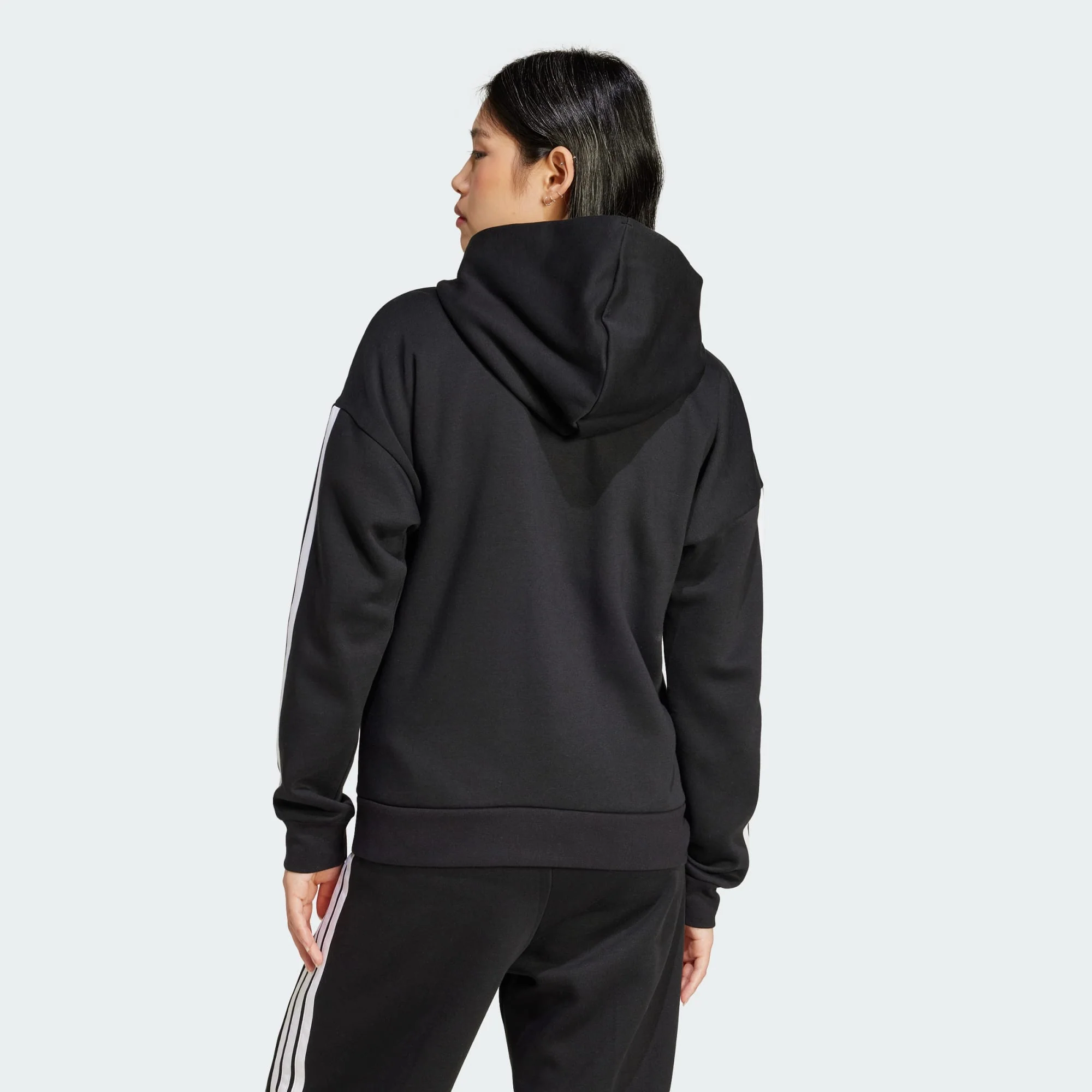 Adidas Women's 3-Stripes Fleece Full Zip Black Jacket - Image 4